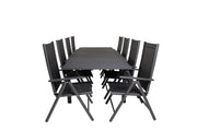 Venture Home Marbella spisebord 160/240*100*H75 - Black+Break 5:pos stol - Black alu / Black Textilene_8