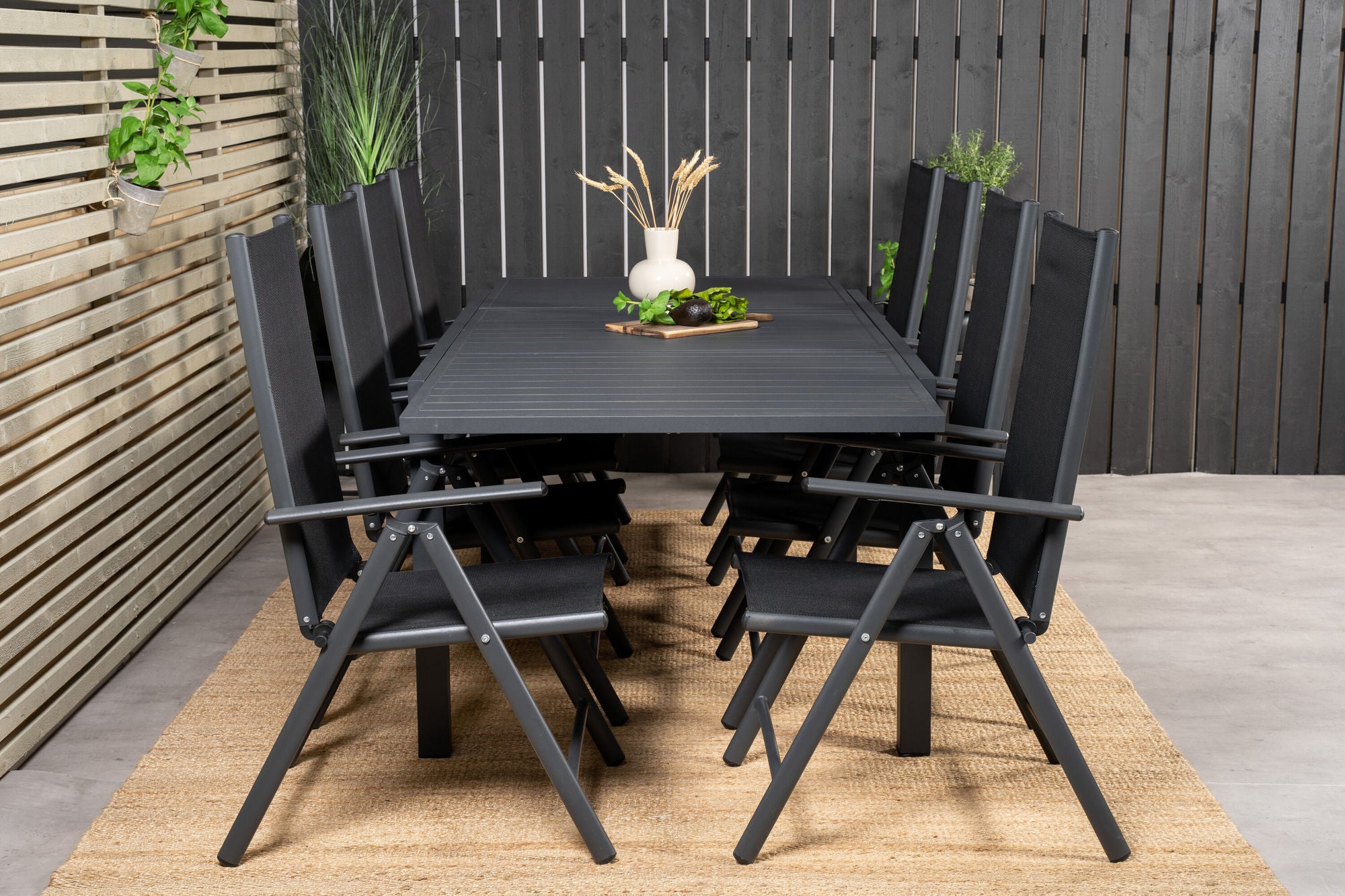 Venture Home Marbella spisebord 160/240*100*H75 - Black+Break 5:pos stol - Black alu / Black Textilene_8