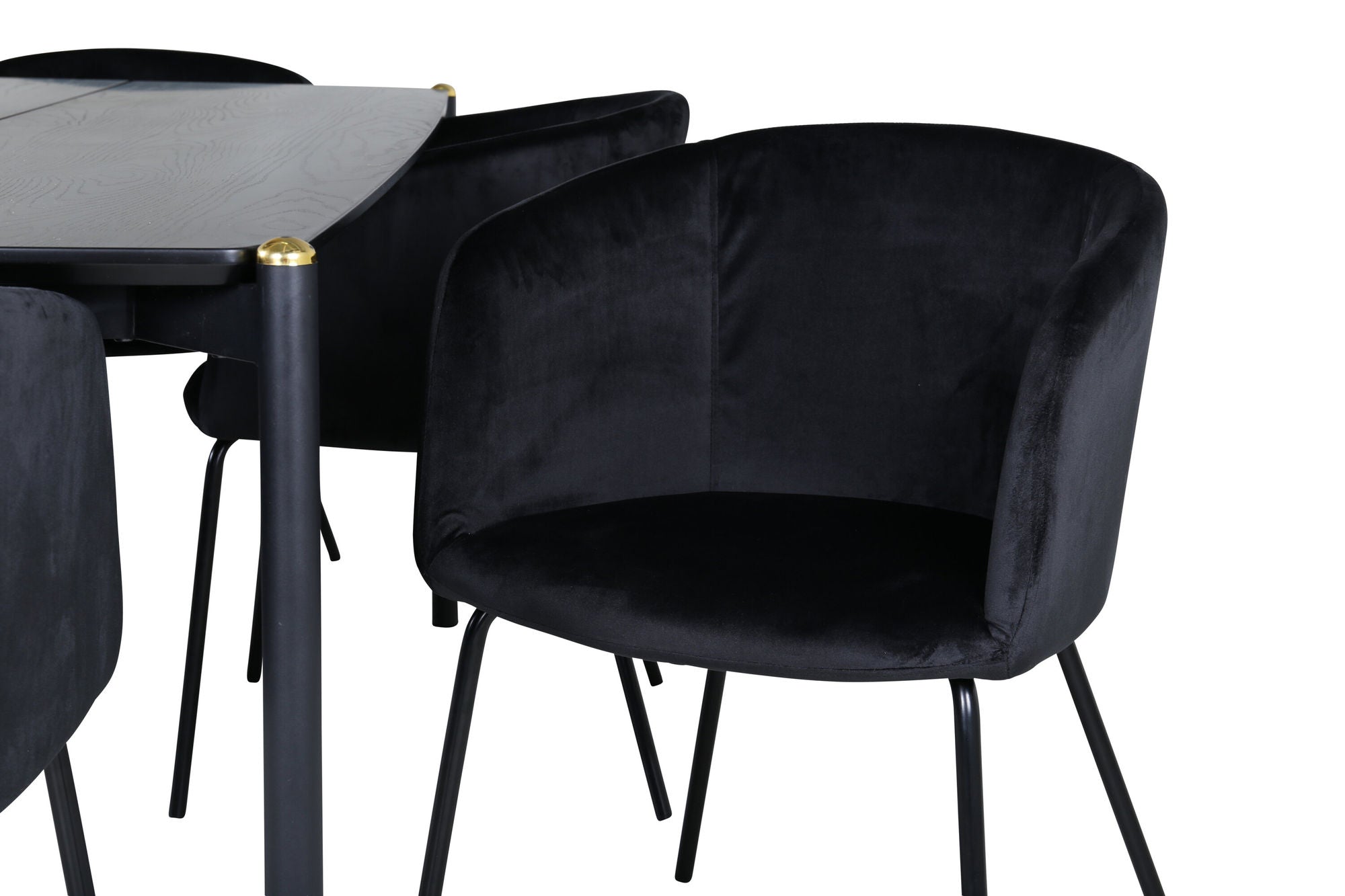 Venture Home Pelle spisebord - Black / black Black+Berit stol - Black / Black Velvet_6