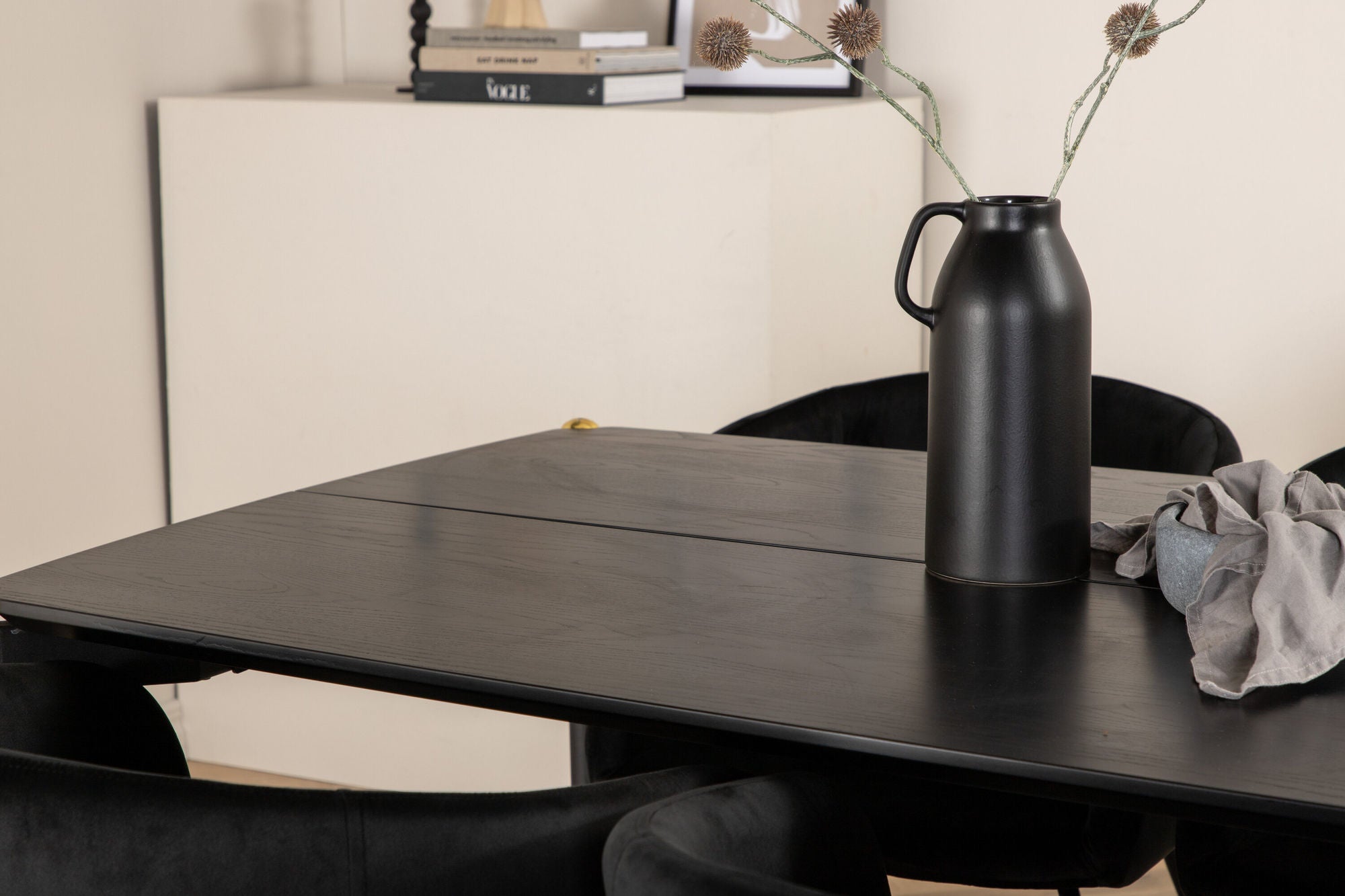 Venture Home Pelle spisebord - Black / black Black+Berit stol - Black / Black Velvet_6