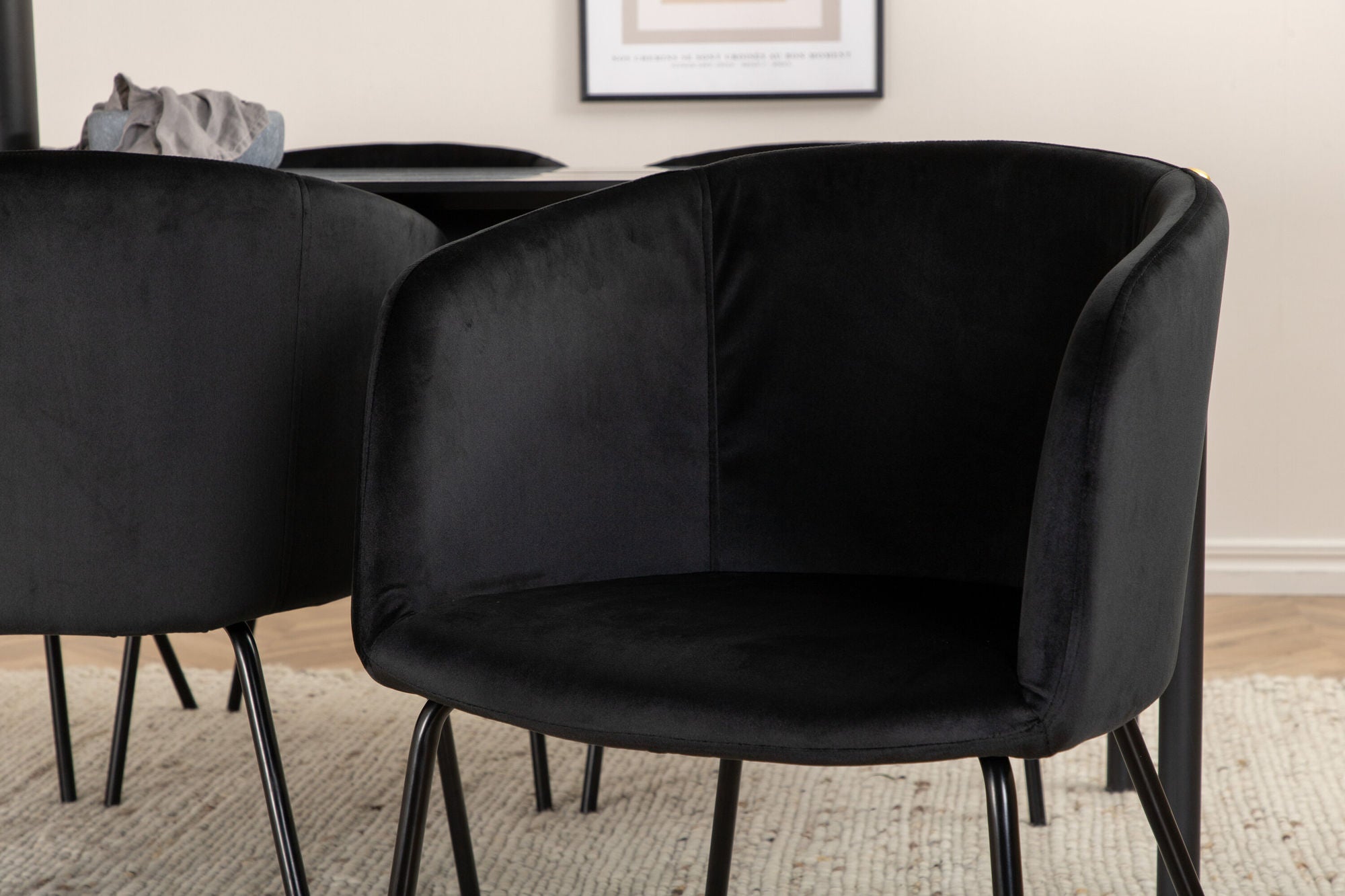 Venture Home Pelle spisebord - Black / black Black+Berit stol - Black / Black Velvet_6
