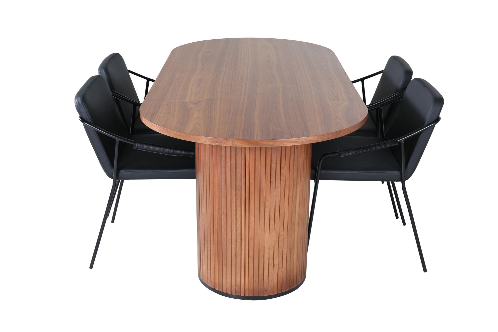 Venture Home Bianca Oval spisebord - Walnut / Black Veneer+Tvist stol - Black / Black PU_4