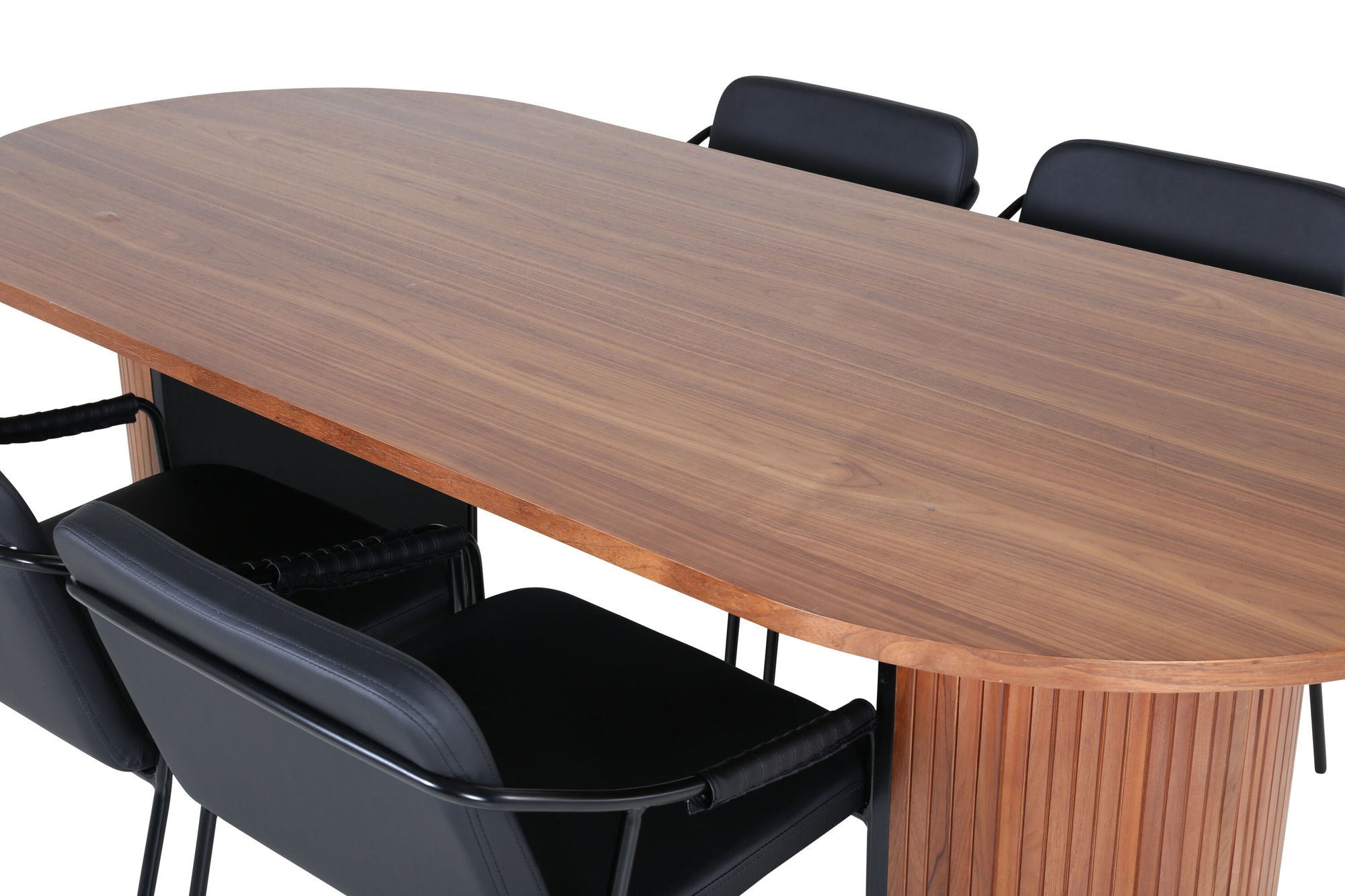 Venture Home Bianca Oval spisebord - Walnut / Black Veneer+Tvist stol - Black / Black PU_4