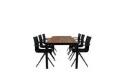 Venture Home Bois spisebord 205*90cm - Black Legs / Acacia +Alina Spisebordsstol - Black Alu / Black Textilene_6