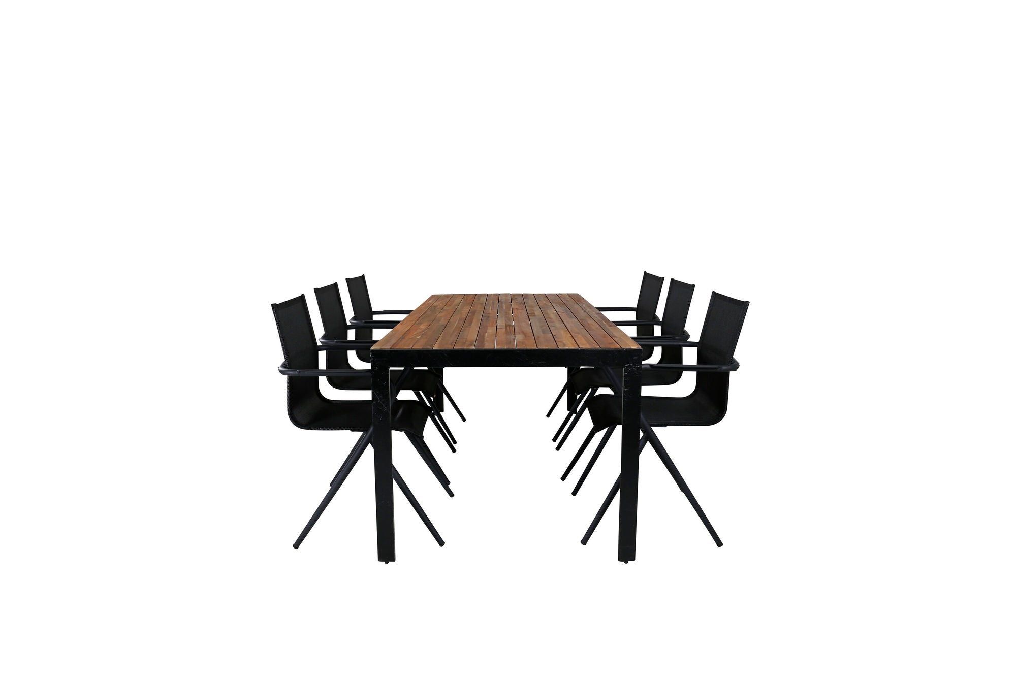 Venture Home Bois spisebord 205*90cm - Black Legs / Acacia +Alina Spisebordsstol - Black Alu / Black Textilene_6