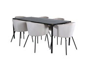 Venture Home Pelle spisebord - Black / black Black+Berit stol - Black / Beige Velvet_6