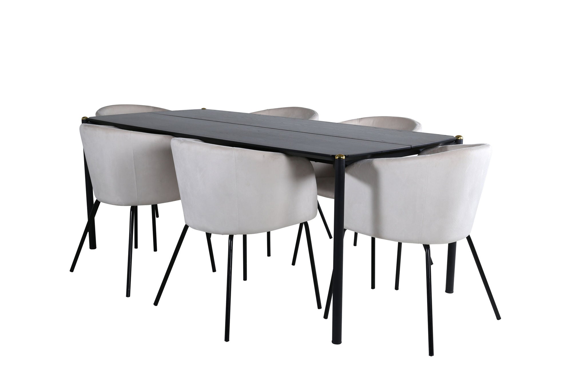 Venture Home Pelle spisebord - Black / black Black+Berit stol - Black / Beige Velvet_6