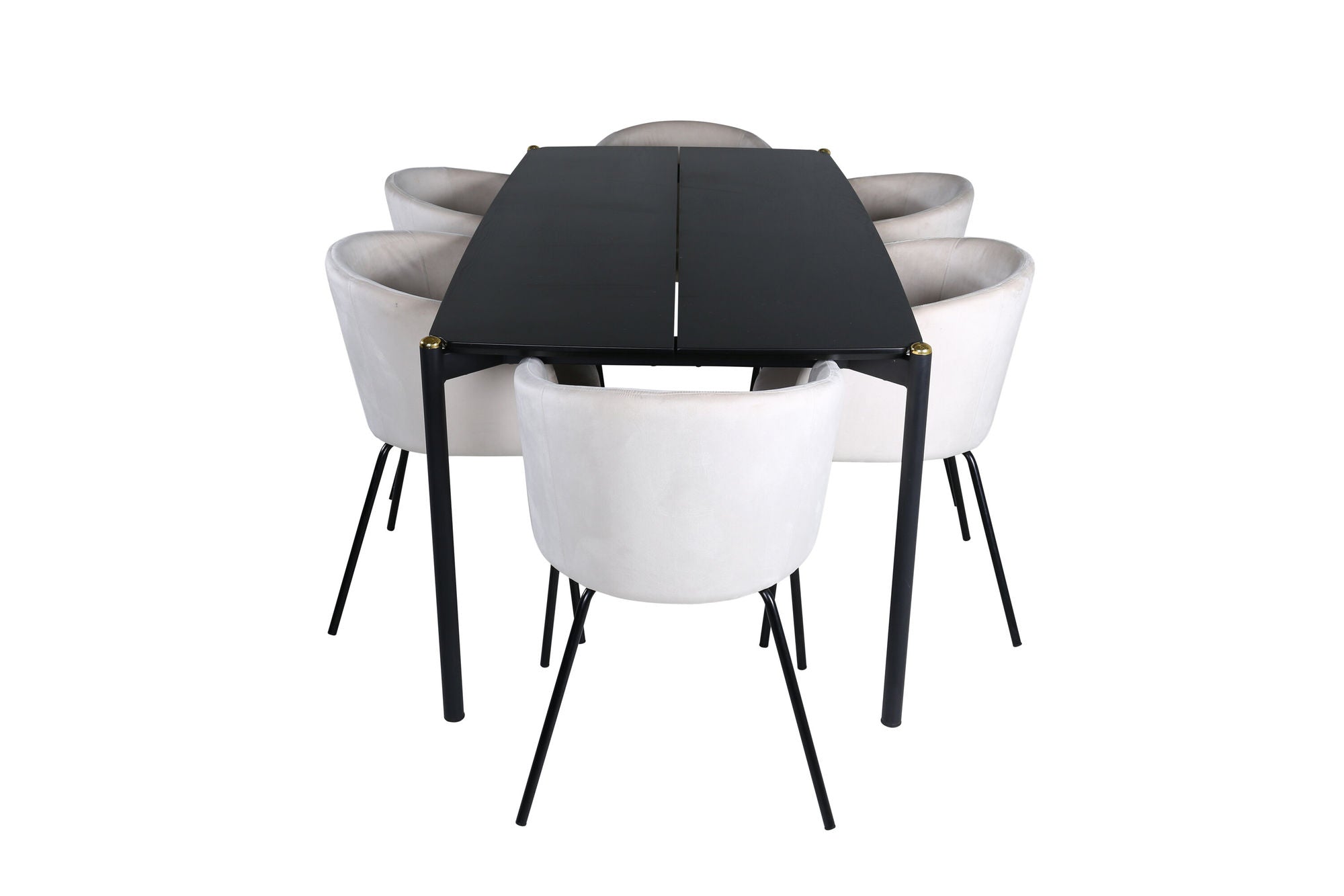 Venture Home Pelle spisebord - Black / black Black+Berit stol - Black / Beige Velvet_6