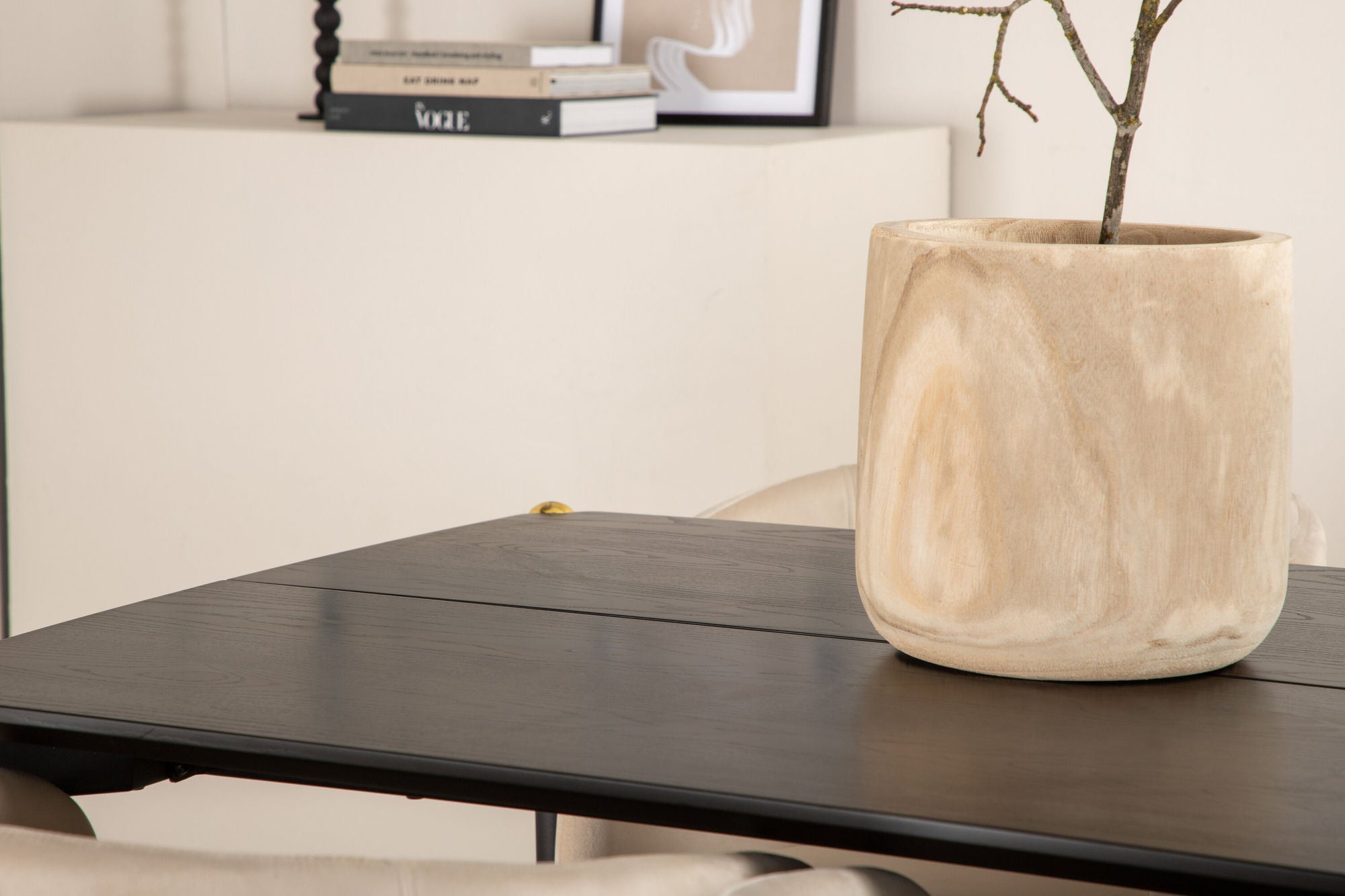 Venture Home Pelle spisebord - Black / black Black+Berit stol - Black / Beige Velvet_6