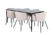 Venture Home Pelle spisebord - Black / black Black+Berit stol - Black / Beige Fabric (Polyester linen )_6