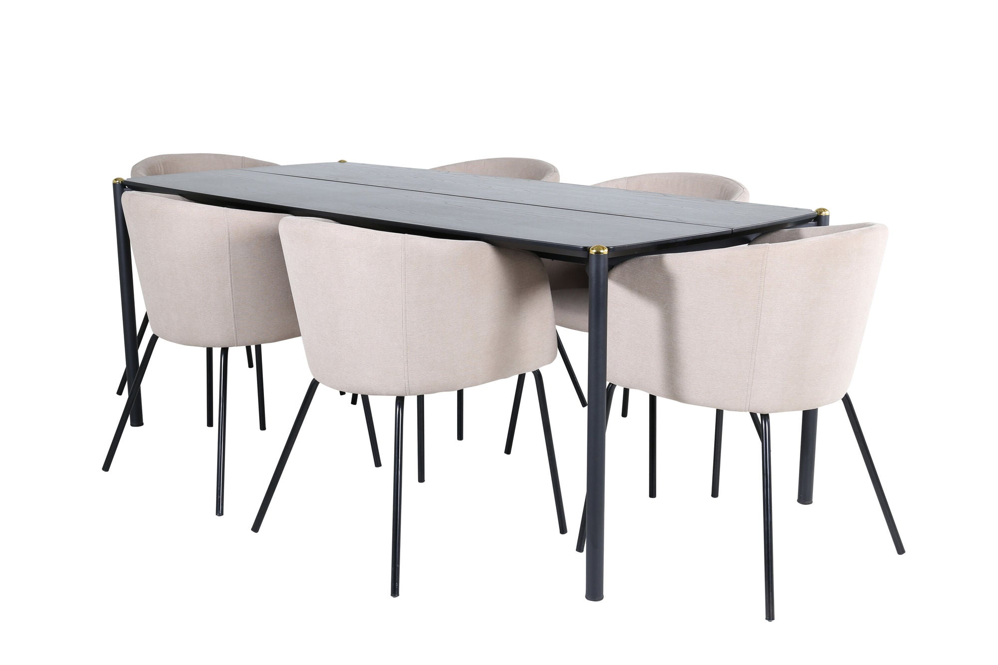 Venture Home Pelle spisebord - Black / black Black+Berit stol - Black / Beige Fabric (Polyester linen )_6