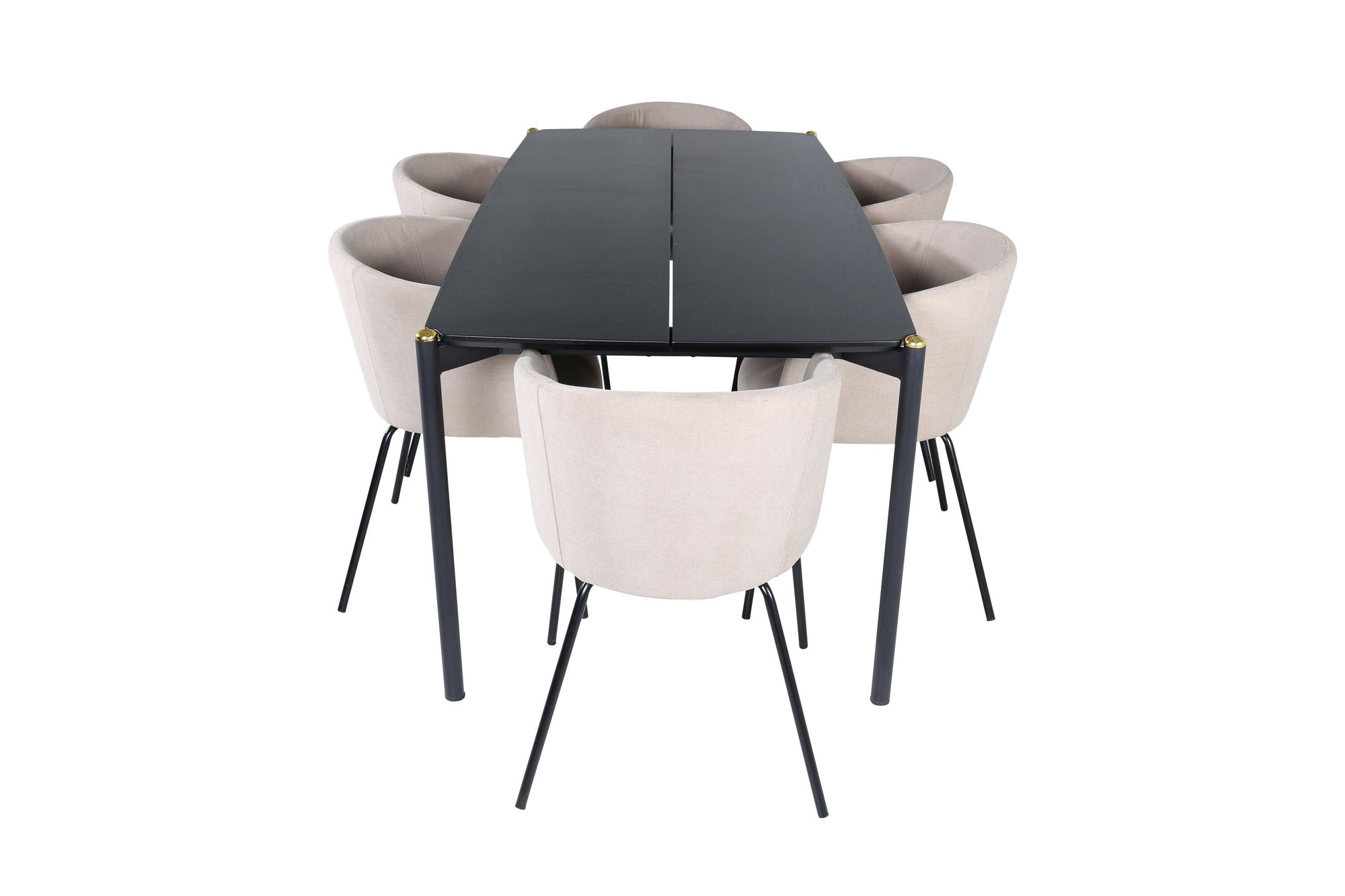 Venture Home Pelle spisebord - Black / black Black+Berit stol - Black / Beige Fabric (Polyester linen )_6