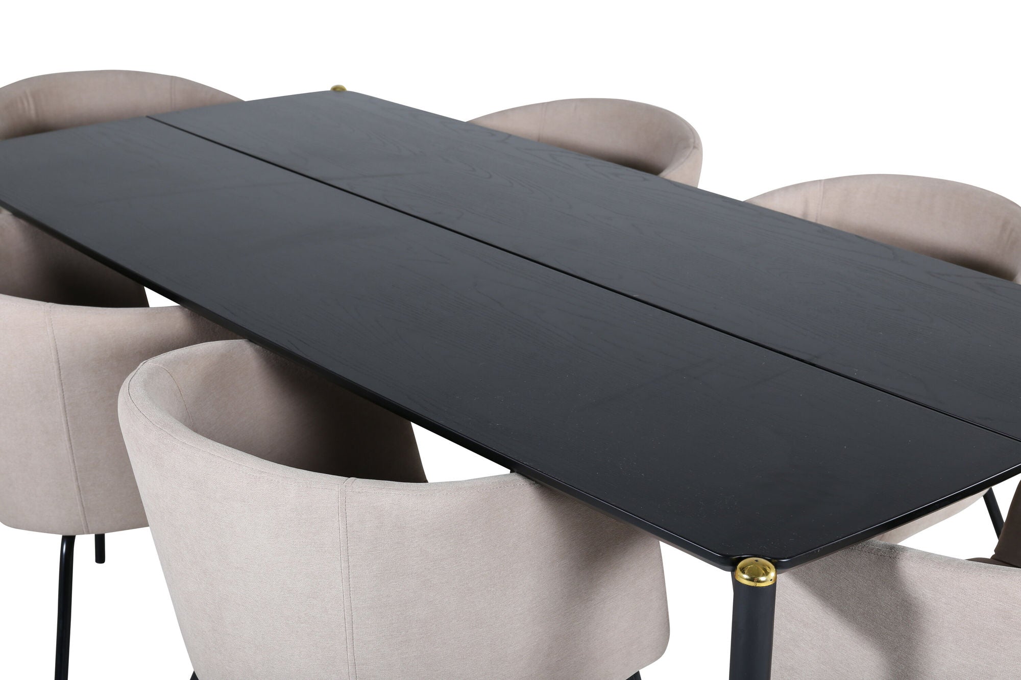 Venture Home Pelle spisebord - Black / black Black+Berit stol - Black / Beige Fabric (Polyester linen )_6