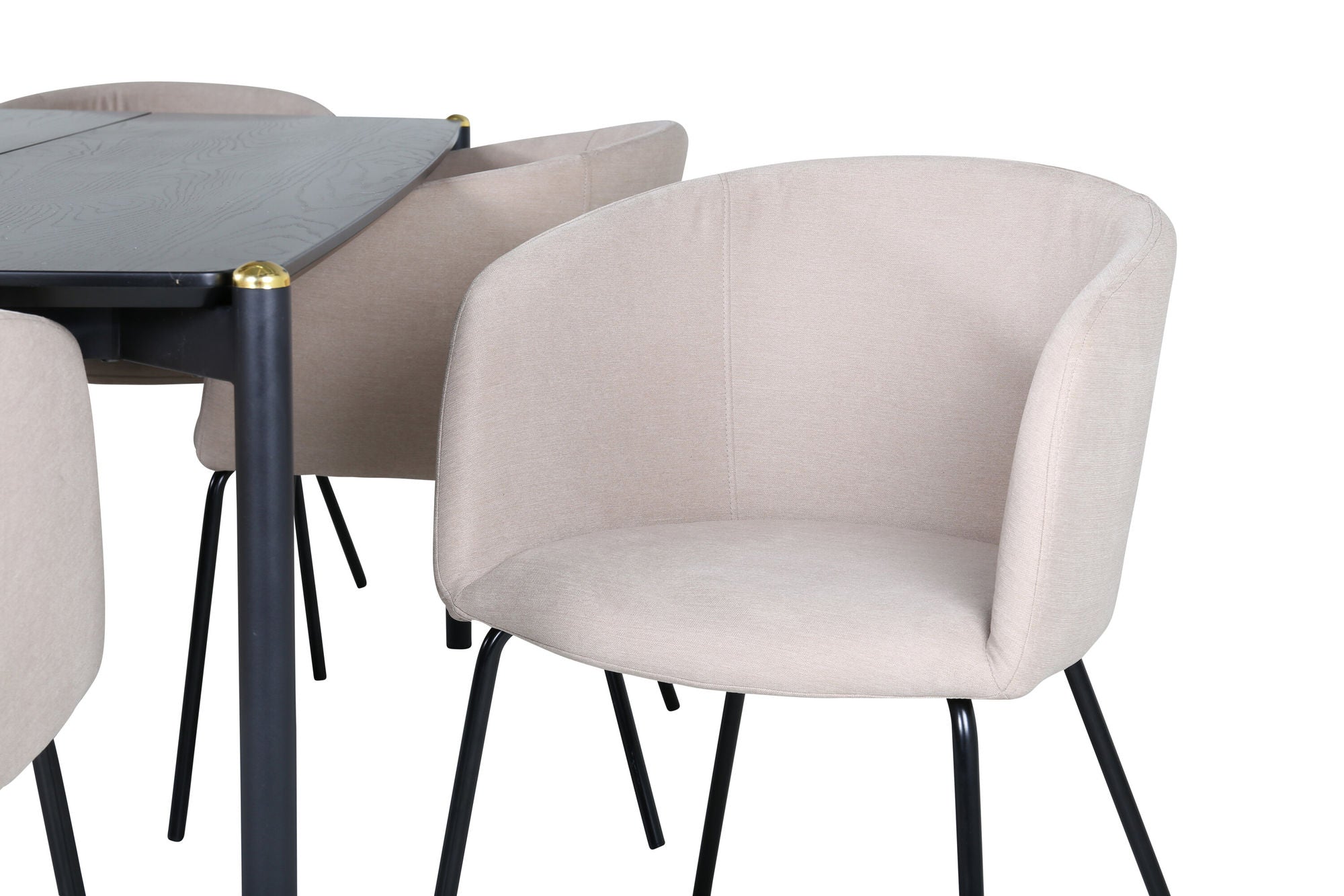 Venture Home Pelle spisebord - Black / black Black+Berit stol - Black / Beige Fabric (Polyester linen )_6