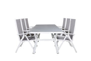 Venture Home Virya spisebord - White Alu / Grey Glass - big bord+Break 5:pos stol - White/Grey_6