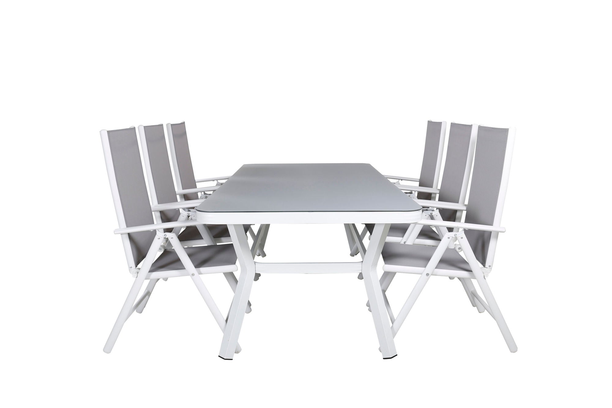 Venture Home Virya spisebord - White Alu / Grey Glass - big bord+Break 5:pos stol - White/Grey_6