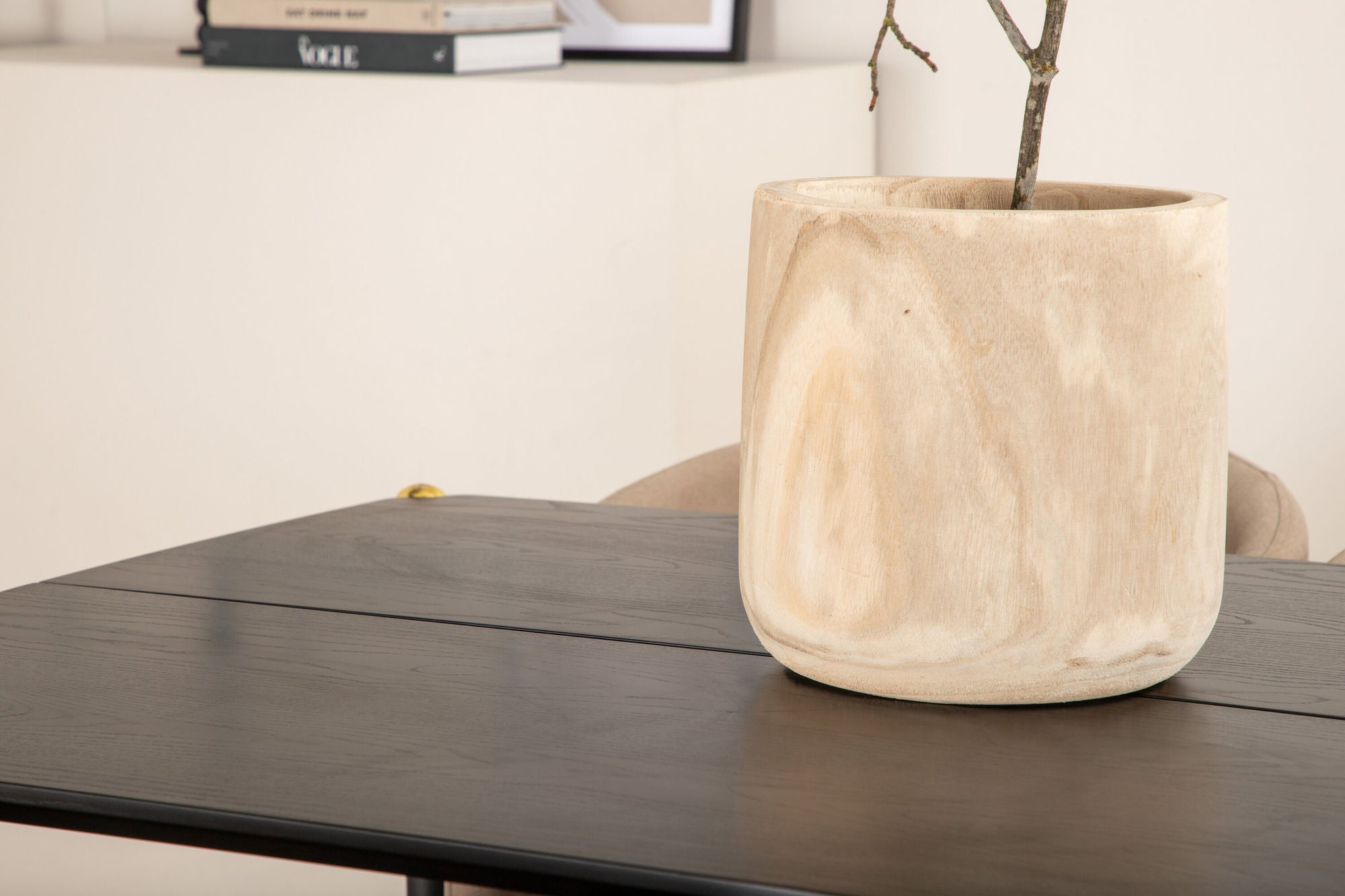 Venture Home Pelle spisebord - Black / black Black+Berit stol - Black / Beige Fabric (Polyester linen )_6
