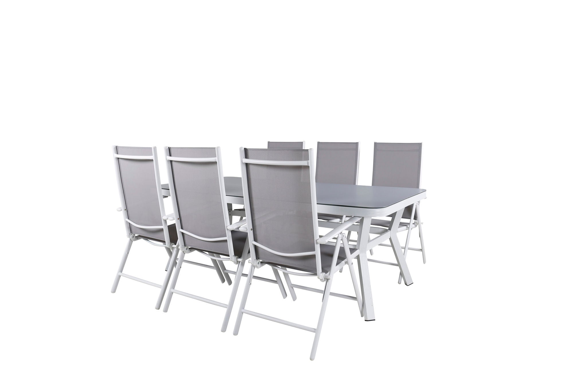 Venture Home Virya spisebord - White Alu / Grey Glass - big bord+Break 5:pos stol - White/Grey_6