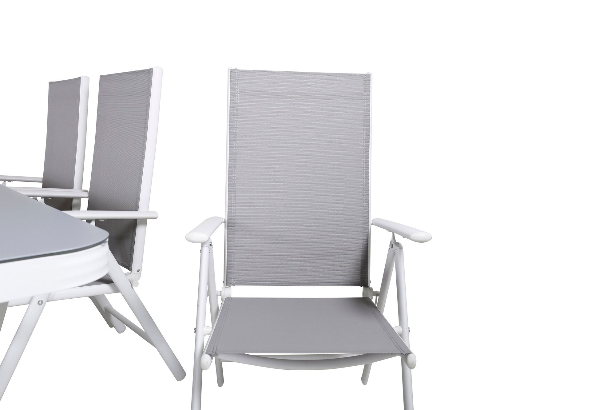 Venture Home Virya spisebord - White Alu / Grey Glass - big bord+Break 5:pos stol - White/Grey_6