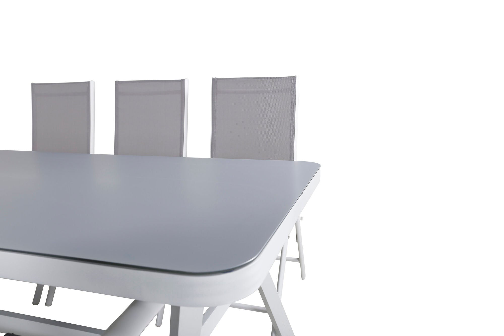 Venture Home Virya spisebord - White Alu / Grey Glass - big bord+Break 5:pos stol - White/Grey_6