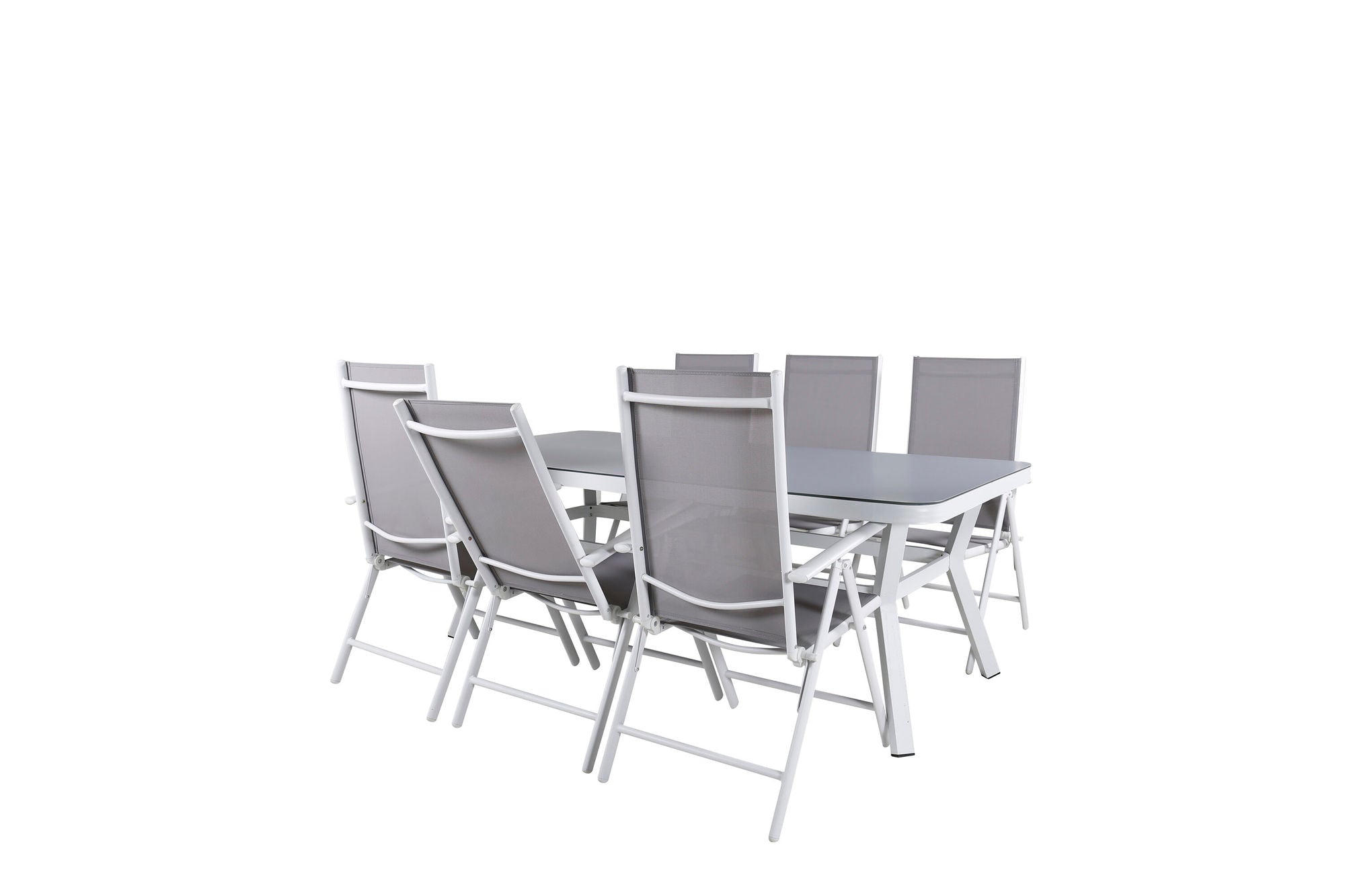 Venture Home Virya spisebord - White Alu / Grey Glass - big bord+Break 5:pos stol - White/Grey_6