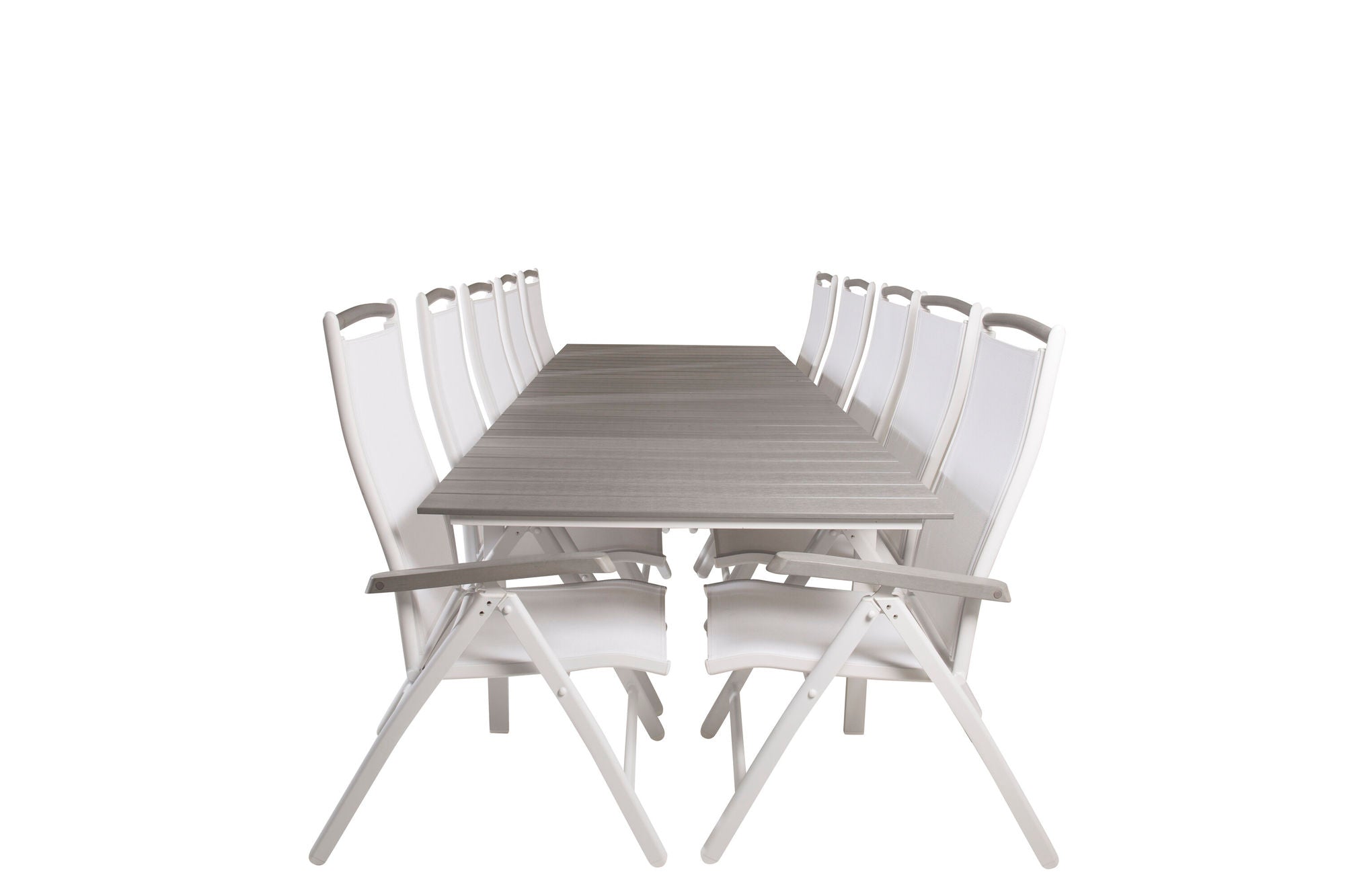 Venture Home Levels spisebord 224/324*100 - White Alu / Grey Aintwood +Albany stol 5:pos - White Alu / White Textilene / Aintwood_10