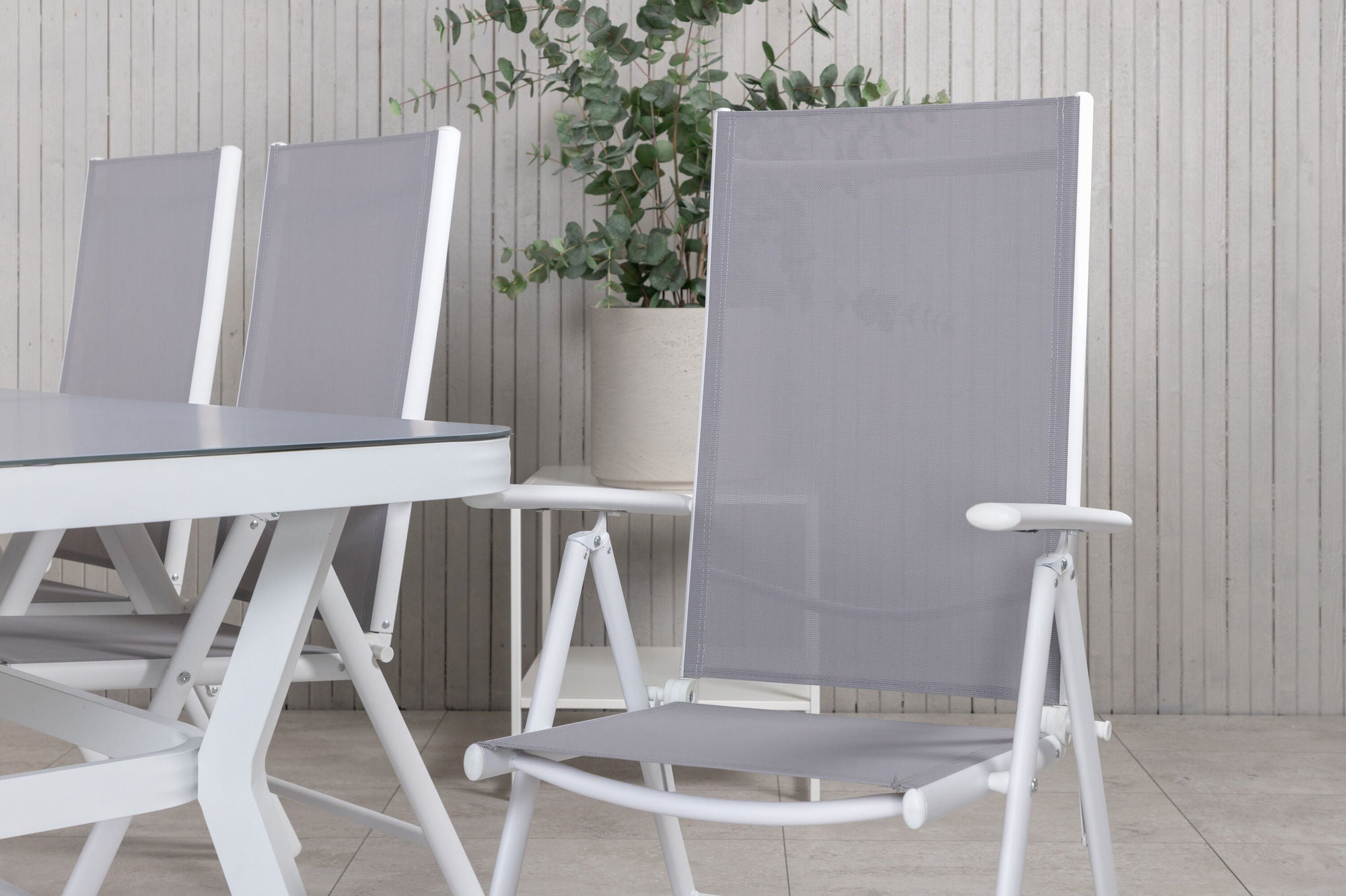 Venture Home Virya spisebord - White Alu / Grey Glass - big bord+Break 5:pos stol - White/Grey_6