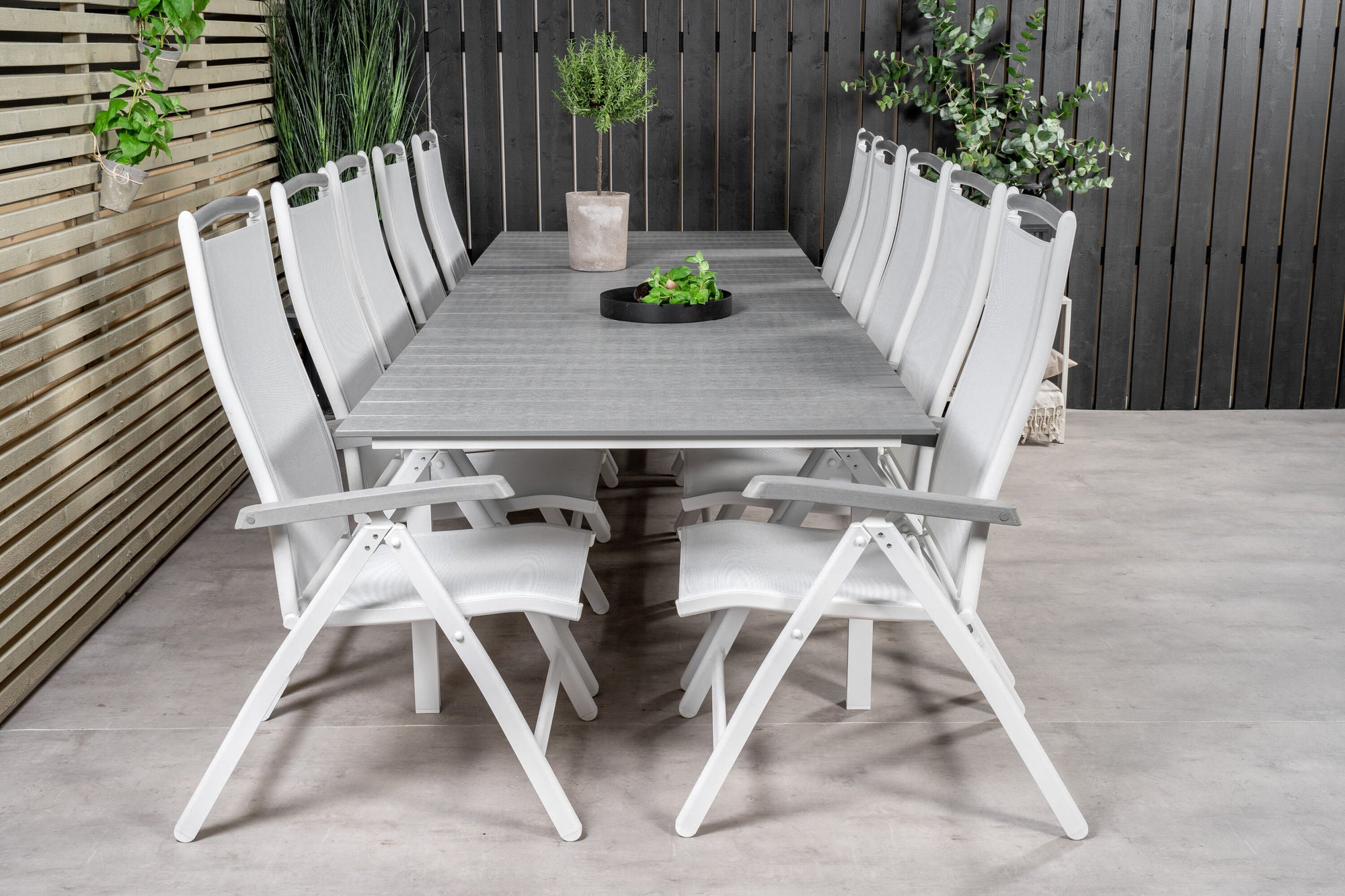Venture Home Levels spisebord 224/324*100 - White Alu / Grey Aintwood +Albany stol 5:pos - White Alu / White Textilene / Aintwood_10