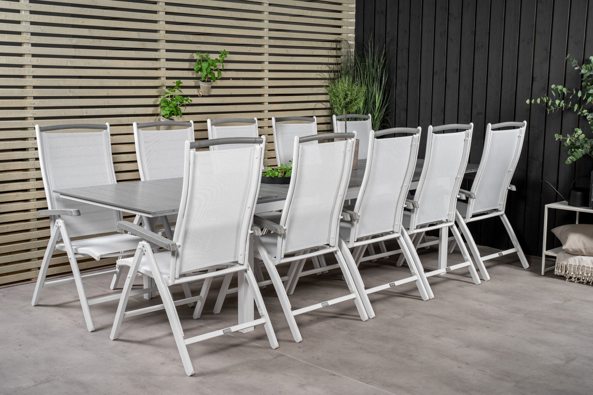 Venture Home Levels spisebord 224/324*100 - White Alu / Grey Aintwood +Albany stol 5:pos - White Alu / White Textilene / Aintwood_10