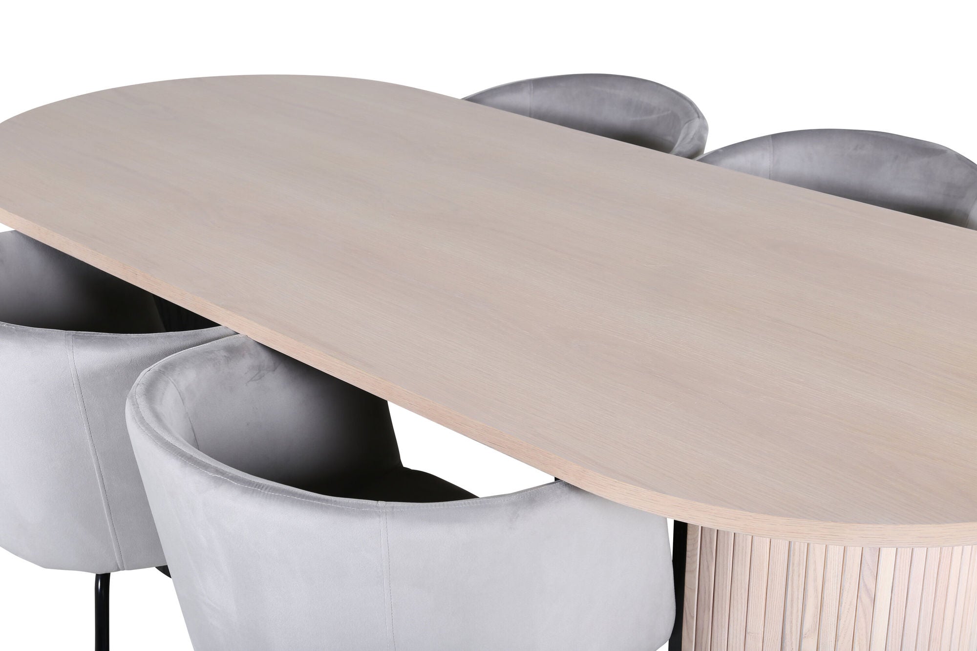 Venture Home Bianca Oval spisebord - White Wash / Black Veneer+Berit stol - Black / Light Grey Velvet_4