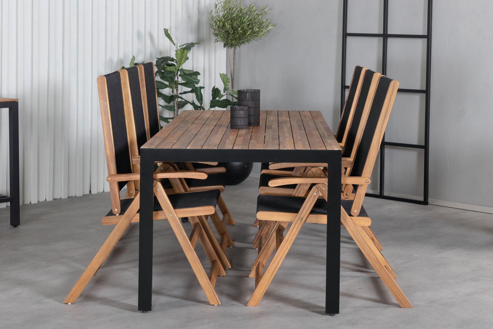 Venture Home Bois spisebord 205*90cm - Black Legs / Acacia +Little John foldable stol - Rope / Acacia_6