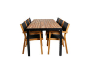 Venture Home Bois spisebord 205*90cm - Black Legs / Acacia +Venice Stackingchair - Teak / Black textilene_6