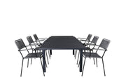 Venture Home Marbella bord 160/240 - Black/Black+Lindos Armchair - Black Alu / Grey Rope_6
