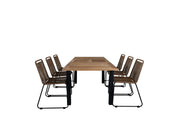 Venture Home Panama bord 152/210 - Black/Teak+Lindos Stacking stol - Black Alu / Latte Rope_6