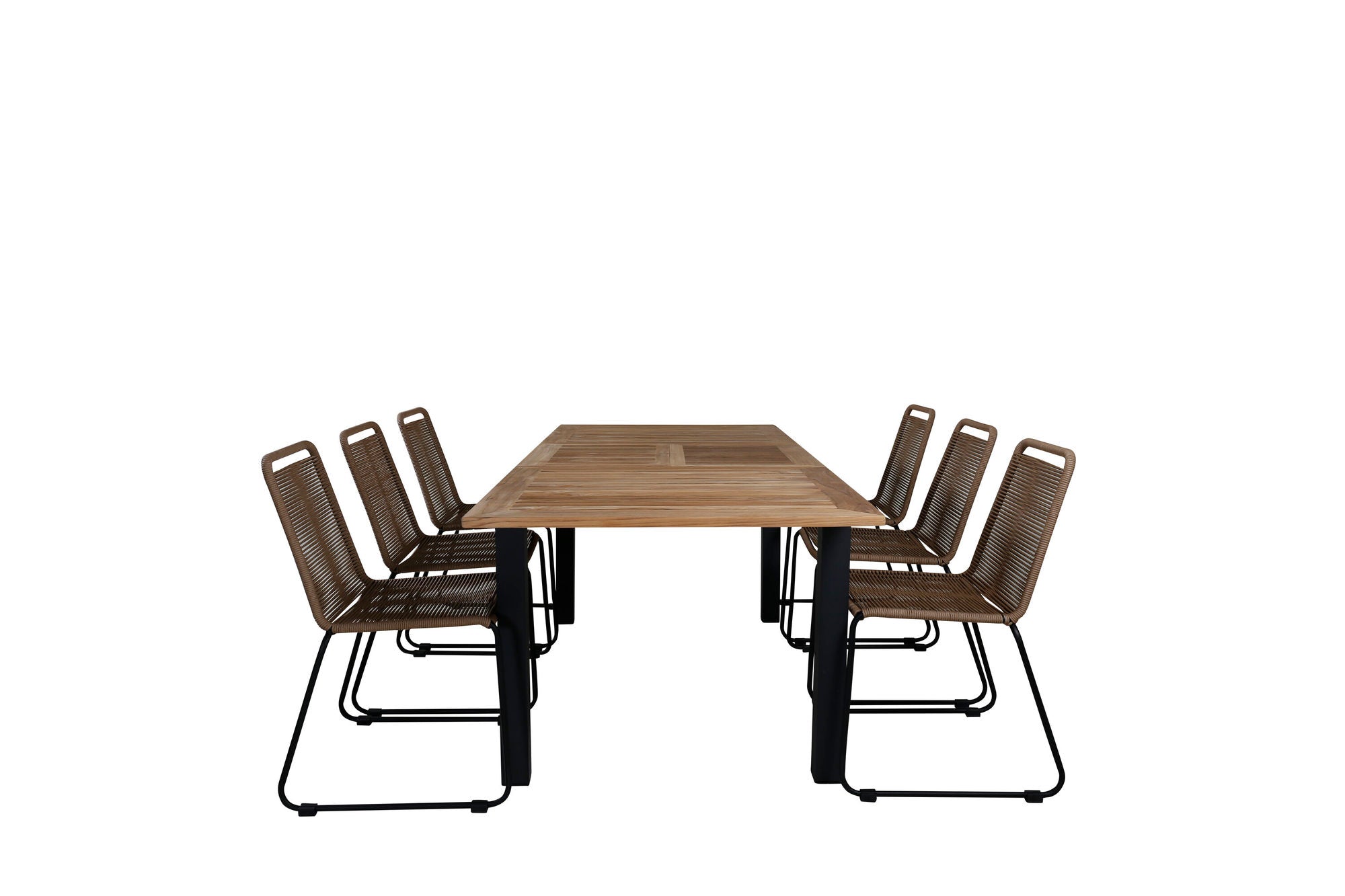 Venture Home Panama bord 152/210 - Black/Teak+Lindos Stacking stol - Black Alu / Latte Rope_6