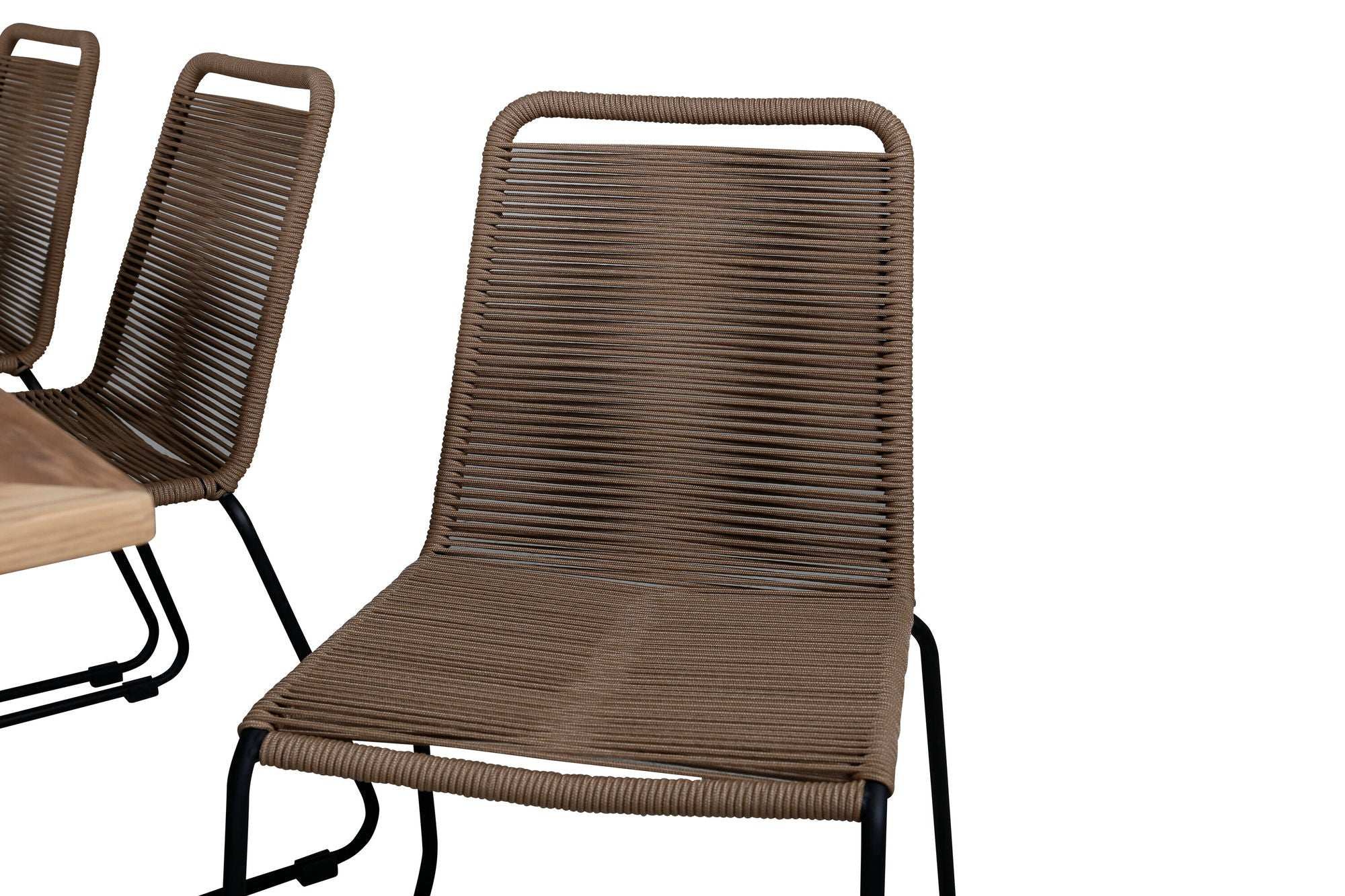 Venture Home Panama bord 152/210 - Black/Teak+Lindos Stacking stol - Black Alu / Latte Rope_6