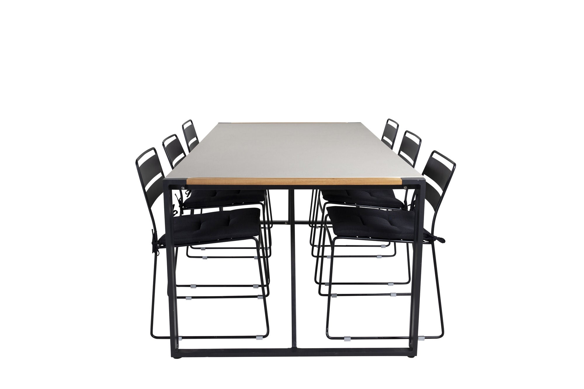 Venture Home Texas spisebord 200*100 - Black Alu / Teak / Grey Spray stone+Lina Spisebordsstol - Black_6