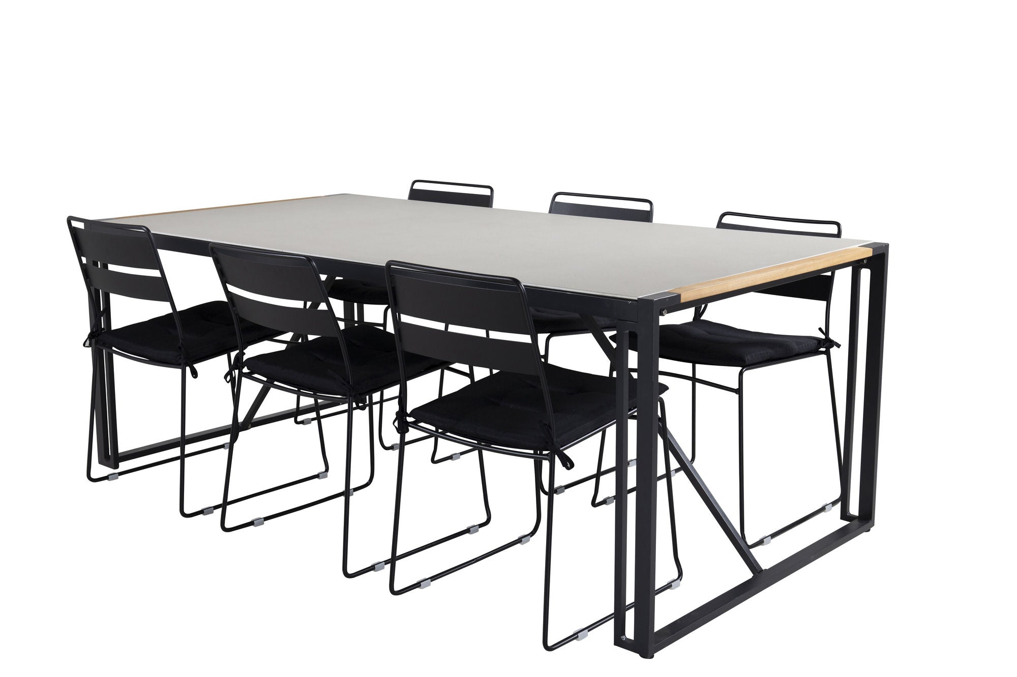Venture Home Texas spisebord 200*100 - Black Alu / Teak / Grey Spray stone+Lina Spisebordsstol - Black_6
