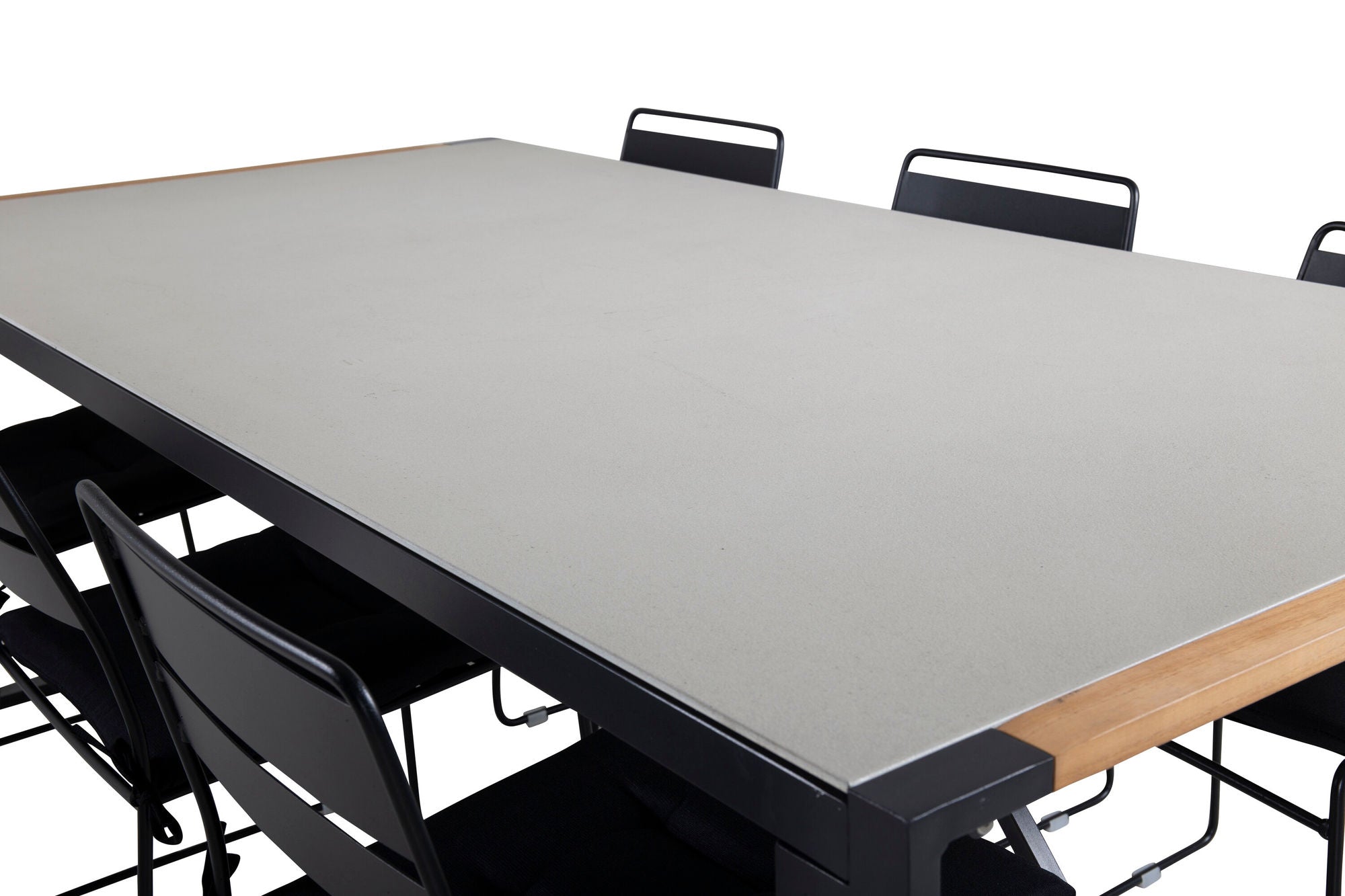 Venture Home Texas spisebord 200*100 - Black Alu / Teak / Grey Spray stone+Lina Spisebordsstol - Black_6