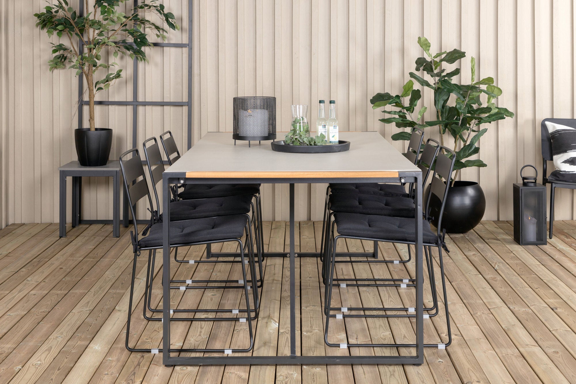 Venture Home Texas spisebord 200*100 - Black Alu / Teak / Grey Spray stone+Lina Spisebordsstol - Black_6