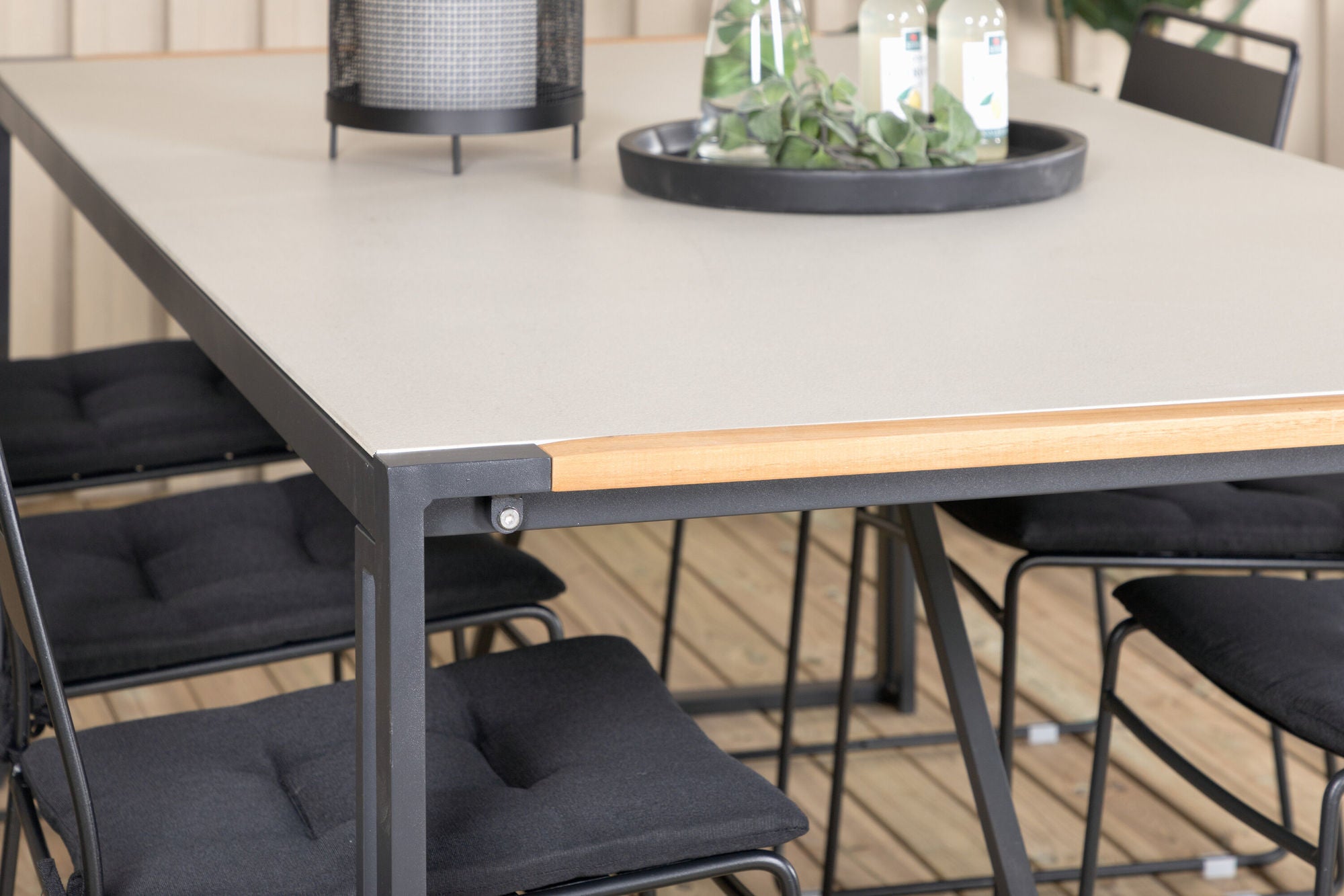 Venture Home Texas spisebord 200*100 - Black Alu / Teak / Grey Spray stone+Lina Spisebordsstol - Black_6