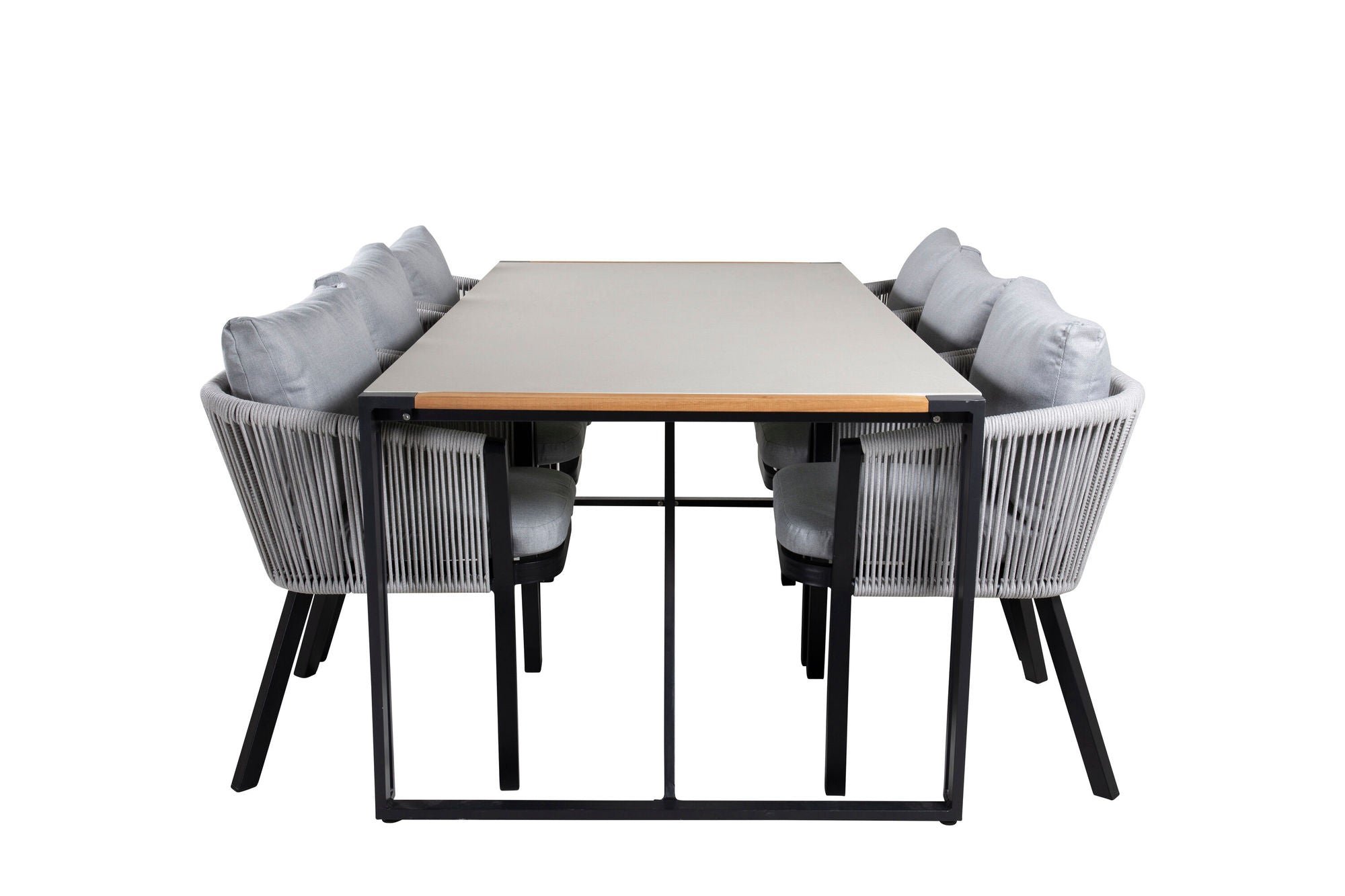 Venture Home Texas spisebord 200*100 - Black Alu / Teak / Grey Spray stone+Virya Spisebordsstol - BLACK Alu / Grey cushion _6
