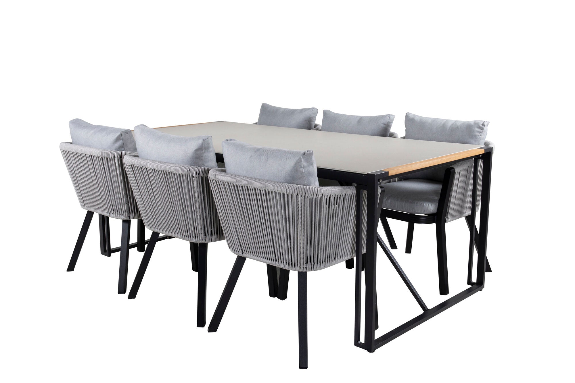Venture Home Texas spisebord 200*100 - Black Alu / Teak / Grey Spray stone+Virya Spisebordsstol - BLACK Alu / Grey cushion _6