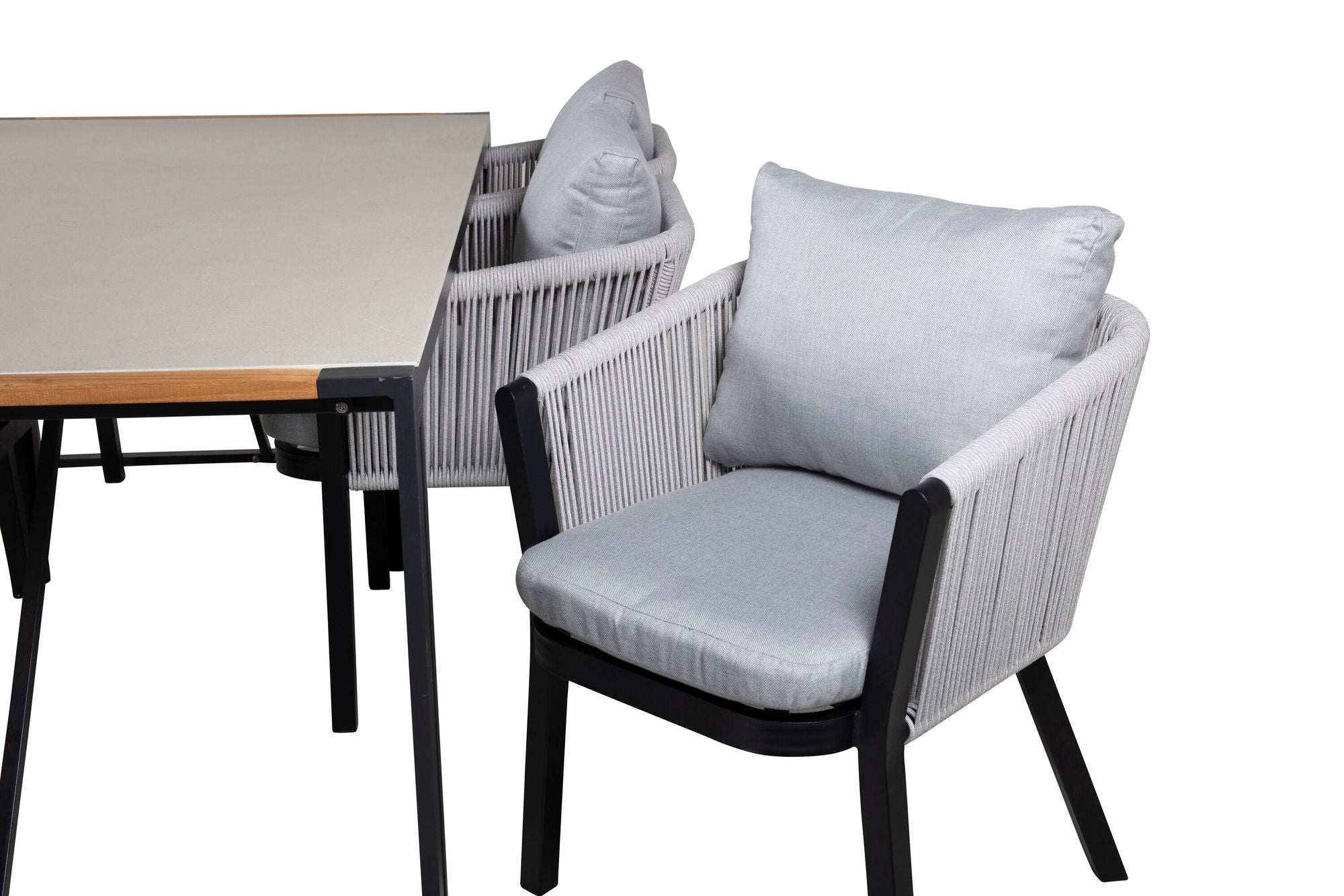 Venture Home Texas spisebord 200*100 - Black Alu / Teak / Grey Spray stone+Virya Spisebordsstol - BLACK Alu / Grey cushion _6