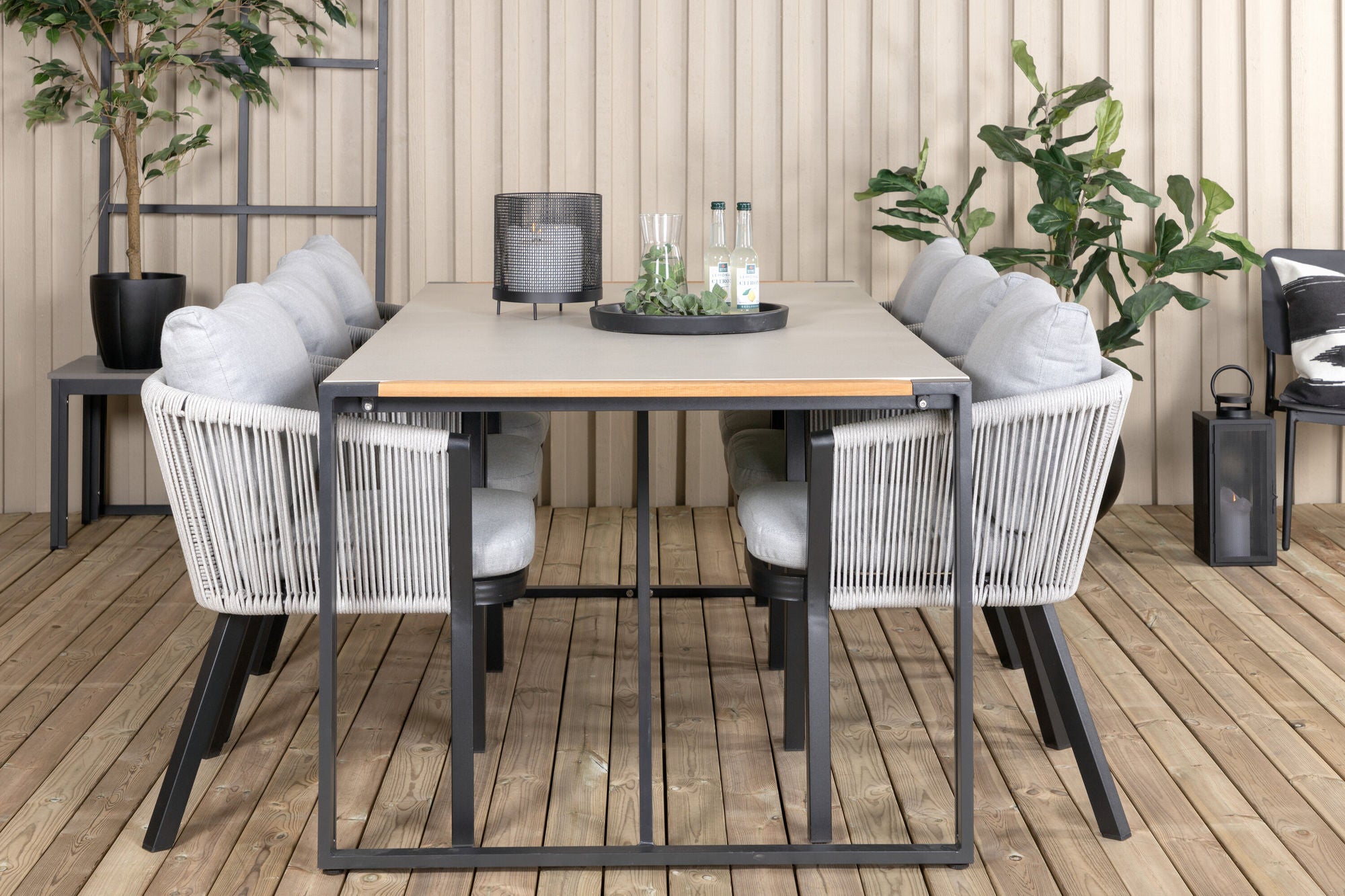 Venture Home Texas spisebord 200*100 - Black Alu / Teak / Grey Spray stone+Virya Spisebordsstol - BLACK Alu / Grey cushion _6