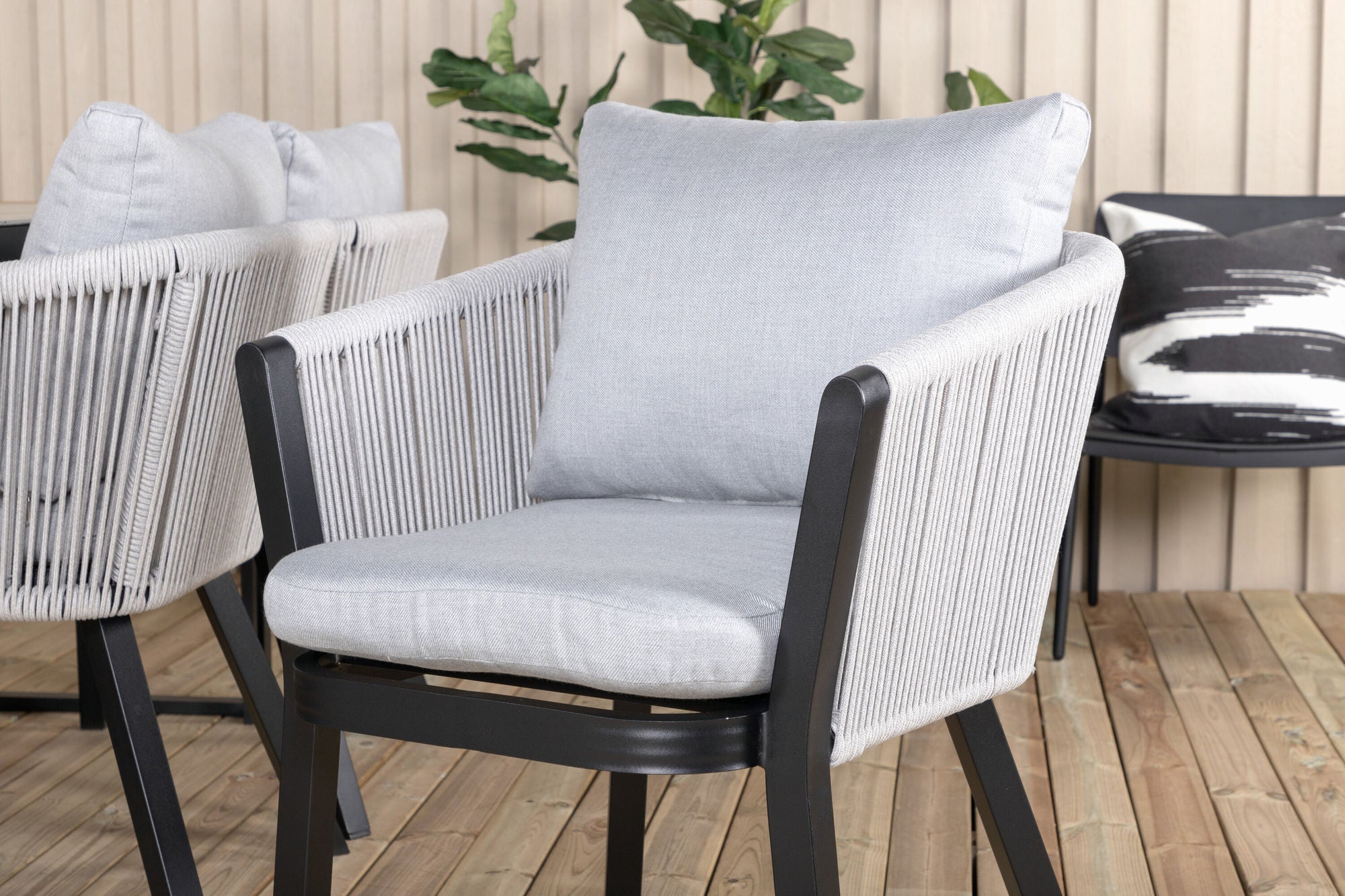 Venture Home Texas spisebord 200*100 - Black Alu / Teak / Grey Spray stone+Virya Spisebordsstol - BLACK Alu / Grey cushion _6