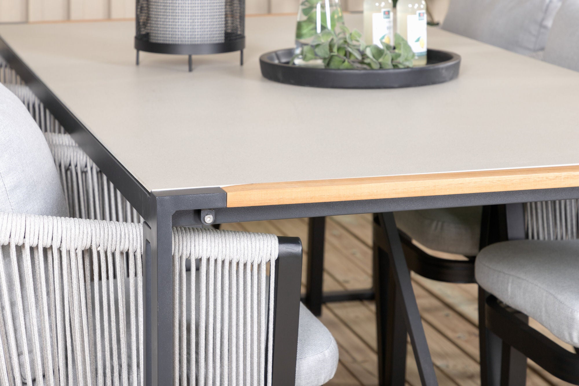 Venture Home Texas spisebord 200*100 - Black Alu / Teak / Grey Spray stone+Virya Spisebordsstol - BLACK Alu / Grey cushion _6