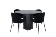 Venture Home Marbs rund spisebord , Black Black Glass Marble+Wrinkles Spisebordsstol , Black Legs , Black Velvet_4