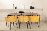 Venture Home Pelle spisebord , Black black Black+Limhamn , stol , Gold Velvet_6