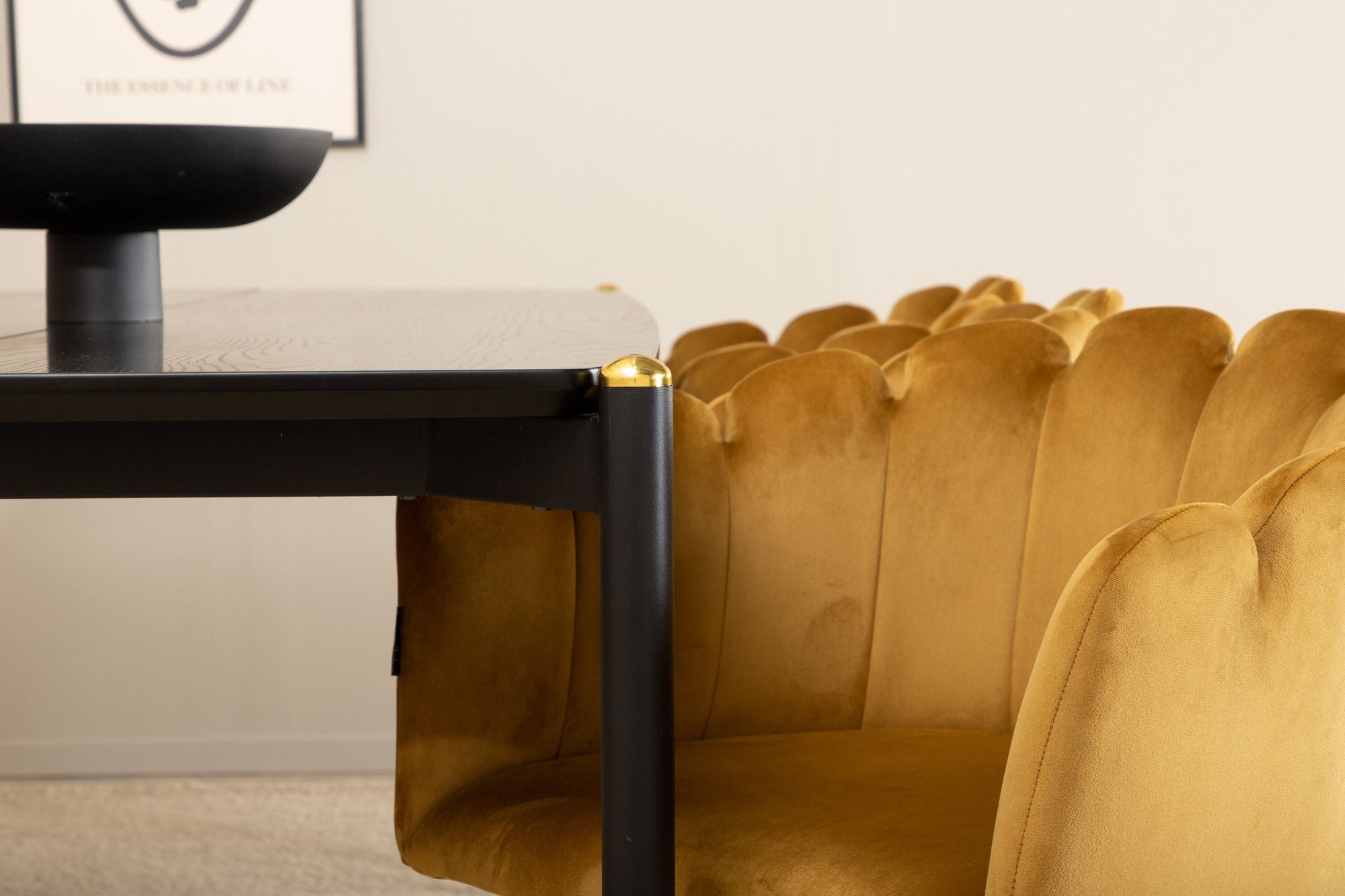 Venture Home Pelle spisebord , Black black Black+Limhamn , stol , Gold Velvet_6